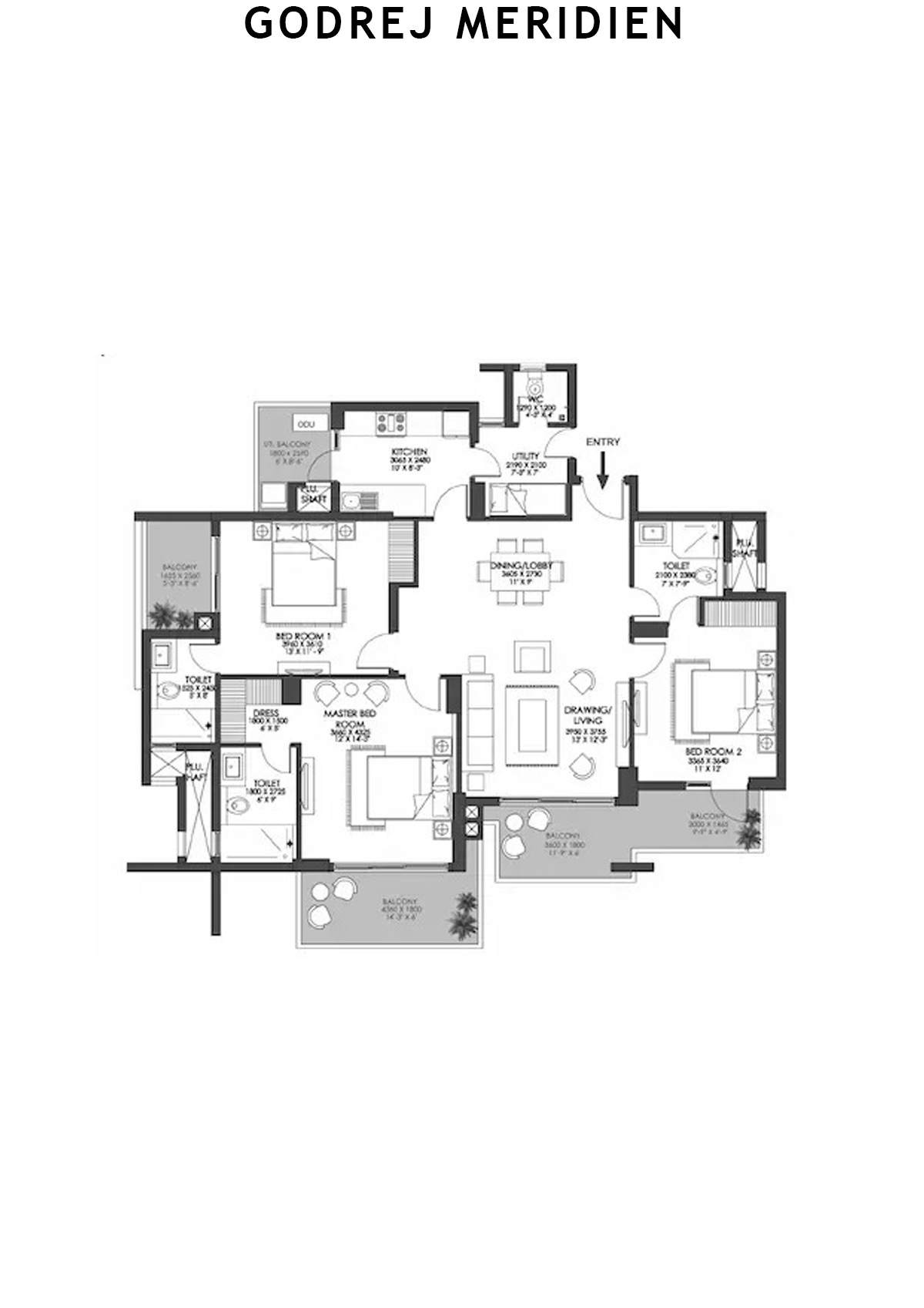 Godrej Meridien Tower 3 Unit 1 (Type A) Floor Plan