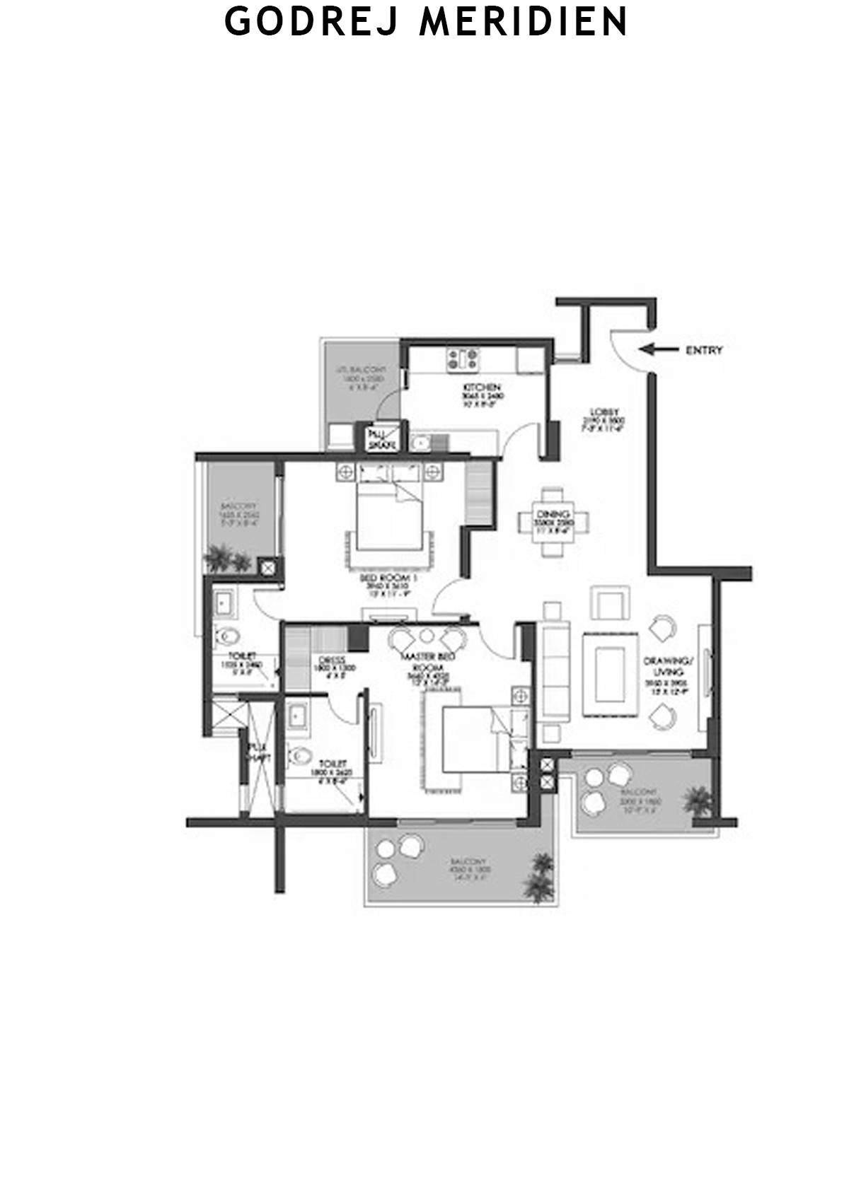 Godrej Meridien Tower 5 Unit 1 (Type D) Floor Plan