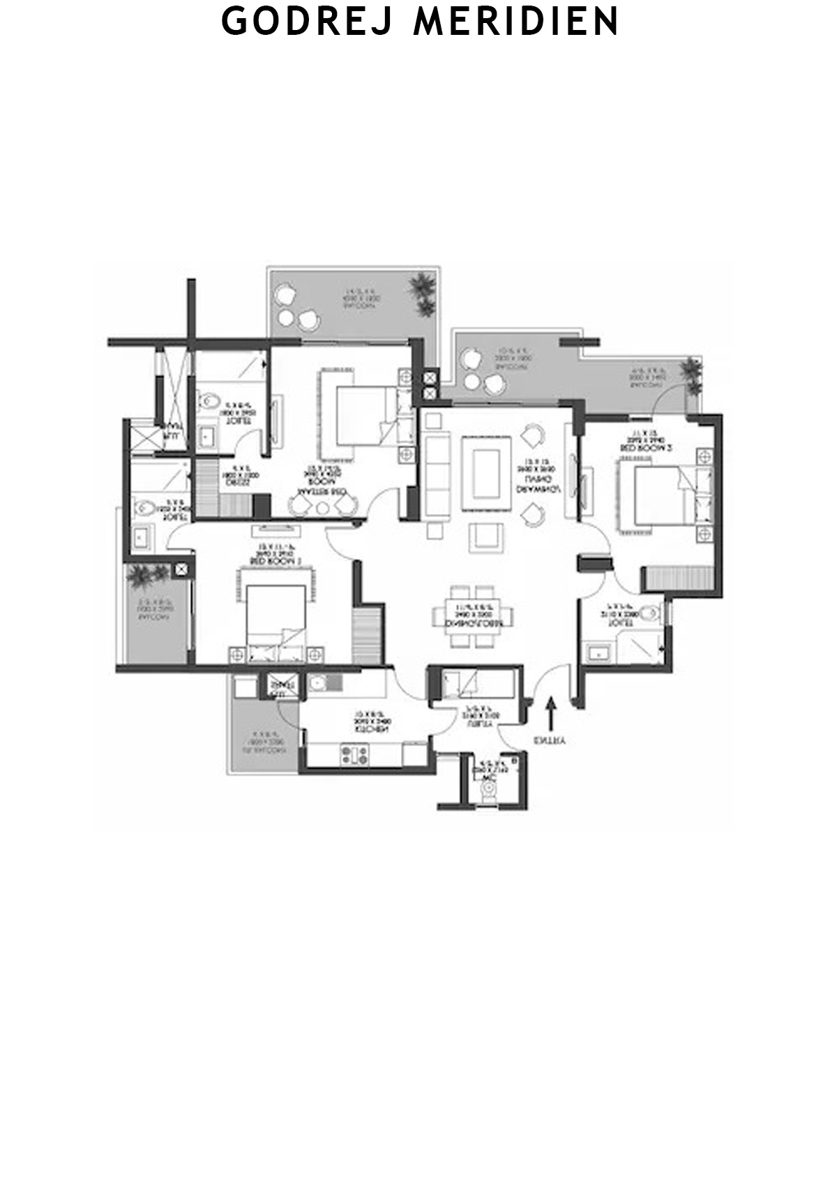 Godrej Meridien Tower 5 Unit 2 (Type B) Floor Plan