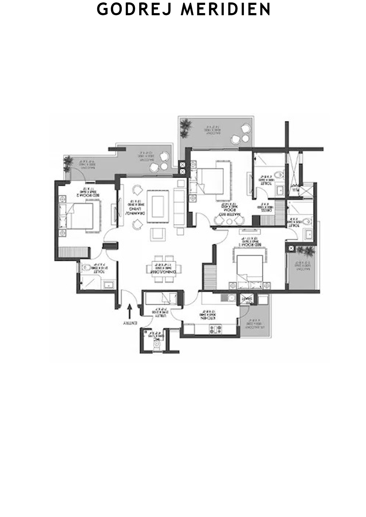Godrej Meridien Tower 5 Unit 3 (Type B) Floor Plan