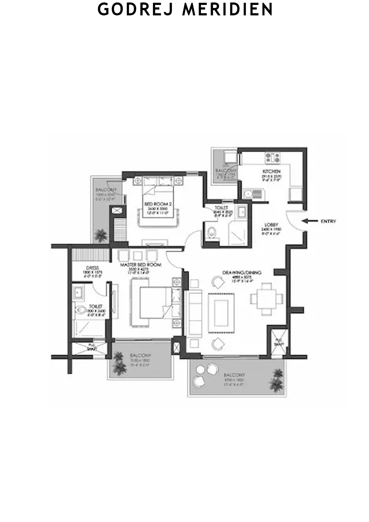 Godrej Meridien Tower 6 Unit 1 (Type A) Floor Plan