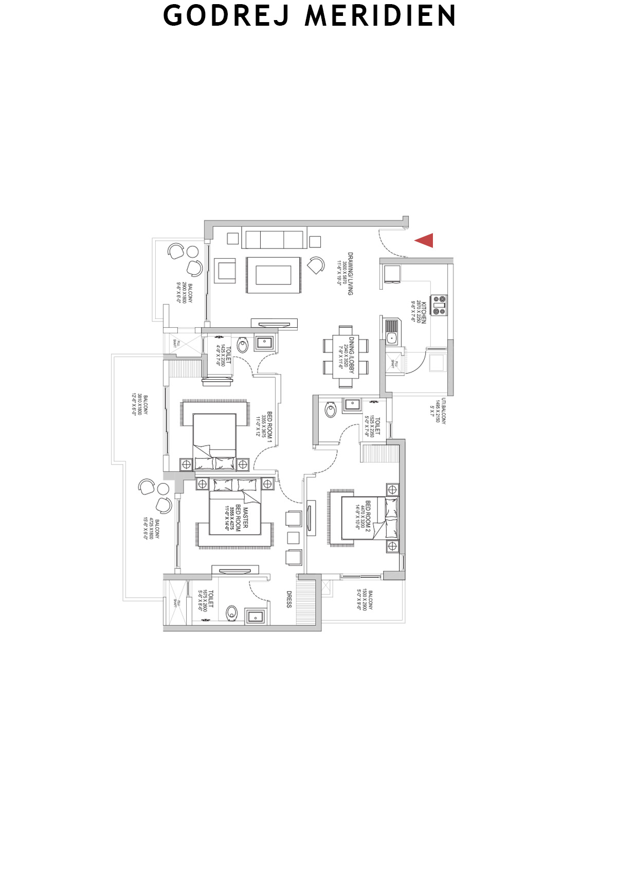 Godrej Meridien Tower 7 Unit 2 (Type A) Floor Plan