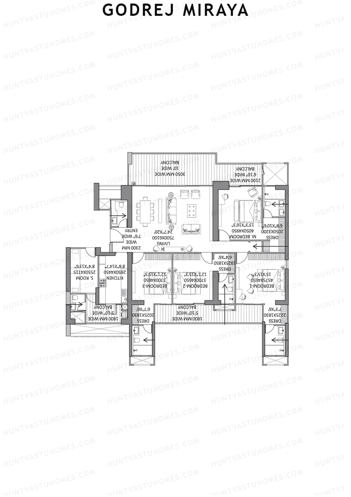 Godrej Miraya Tower B Unit 2 (Type 2) Floor Plan
