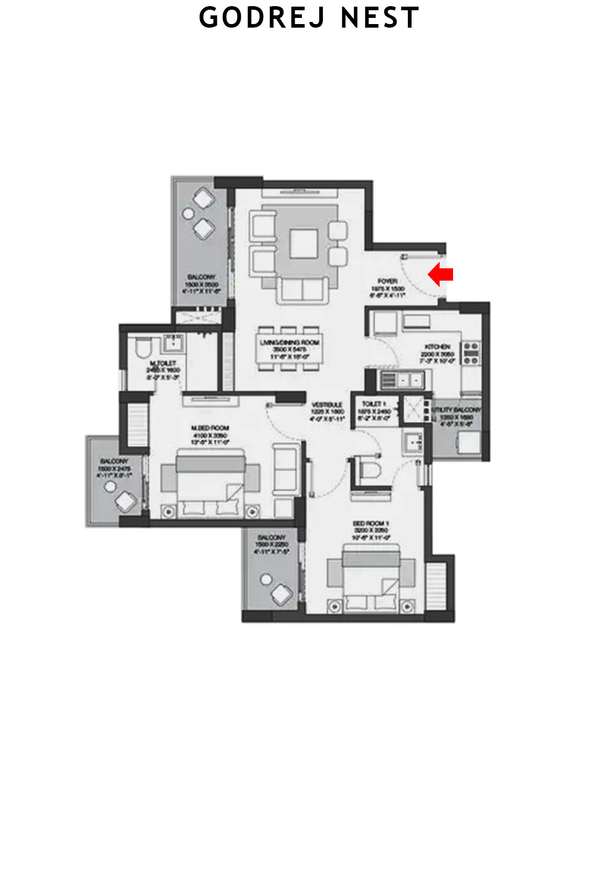 Godrej Nest Tower A1 Unit 1 Floor Plan
