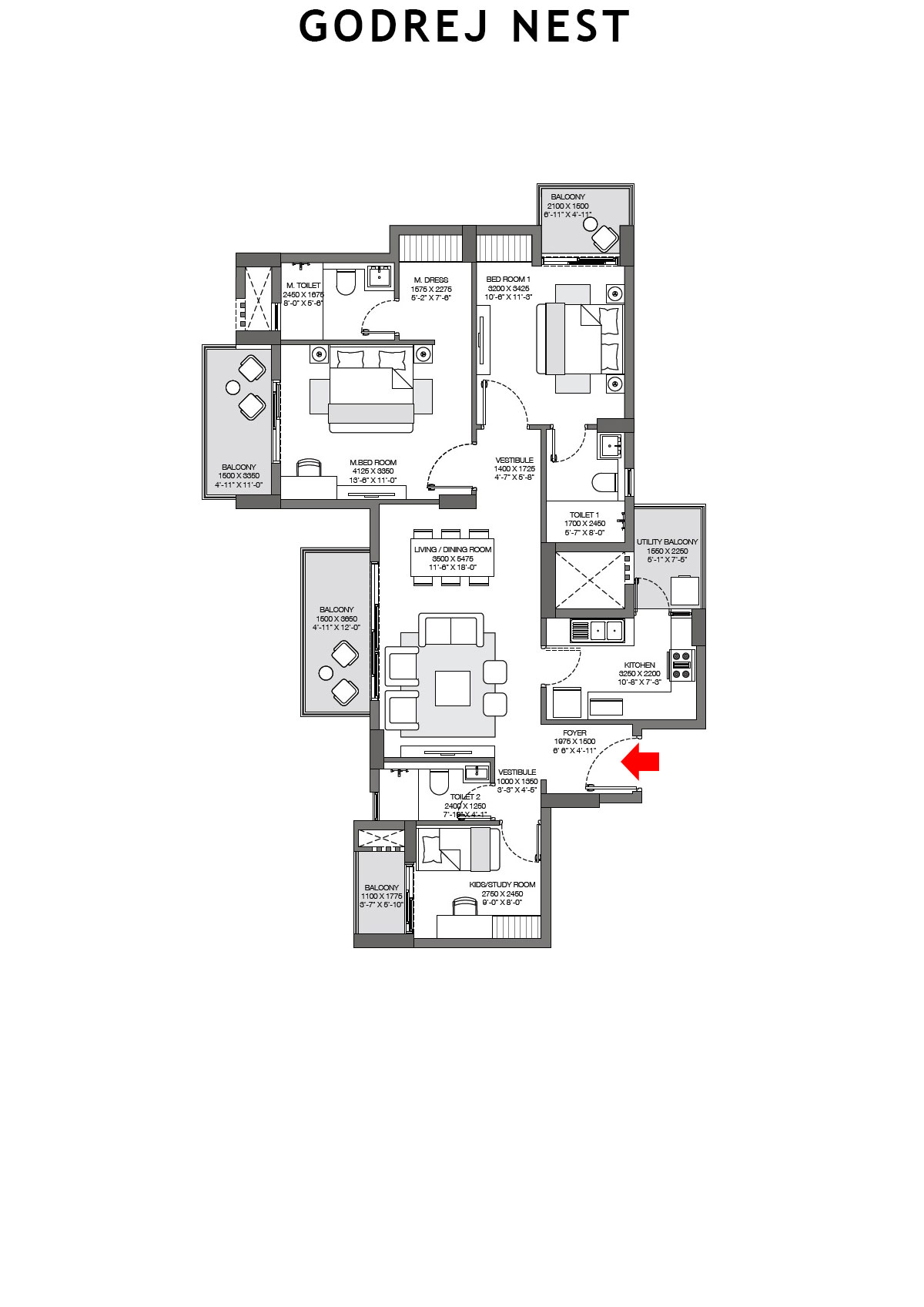 Godrej Nest Tower A1 Unit 2 Floor Plan