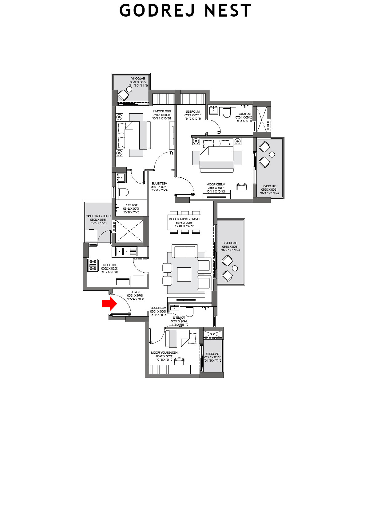 Godrej Nest Tower A1 Unit 3 Floor Plan