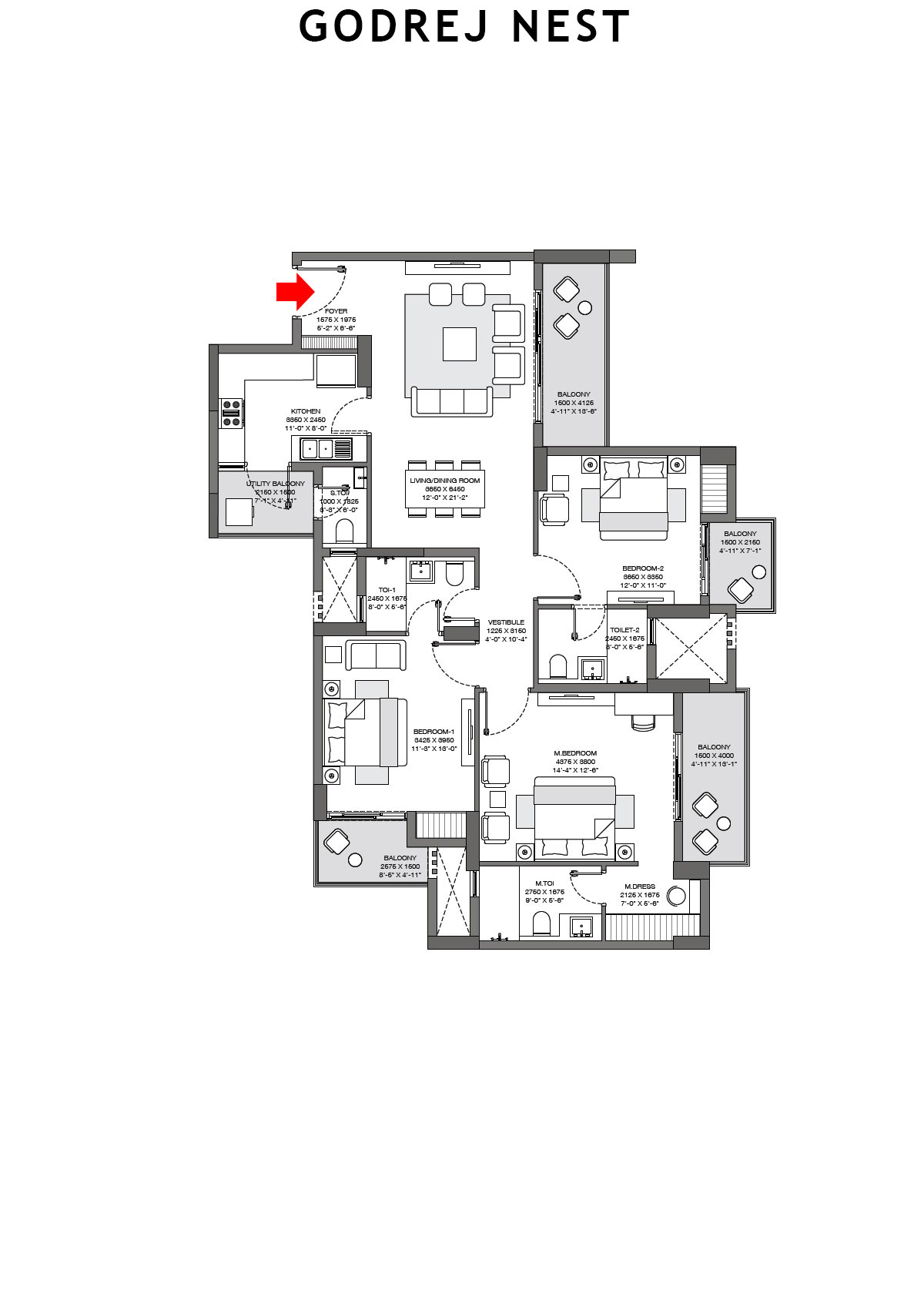 Godrej Nest Tower B1 Unit 1 Floor Plan