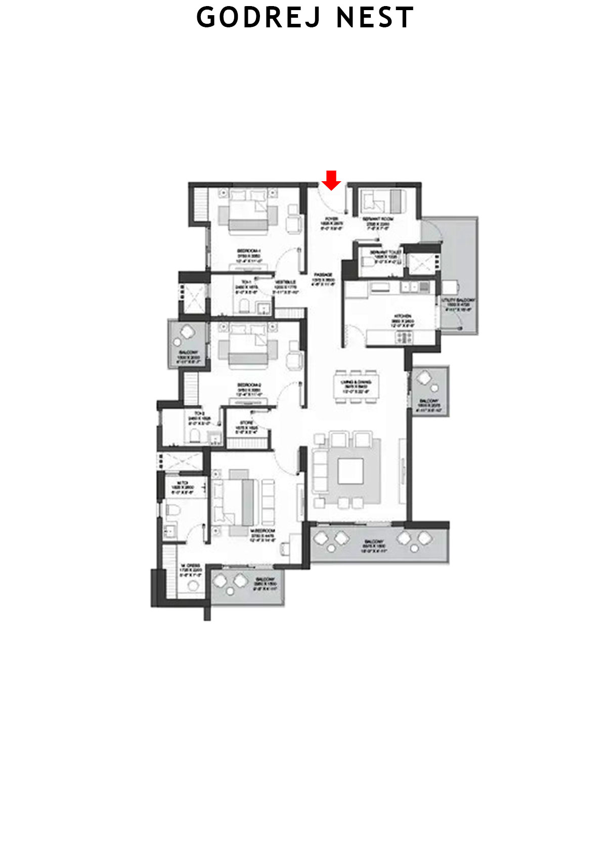 Godrej Nest Tower D1 Unit 2 Floor Plan