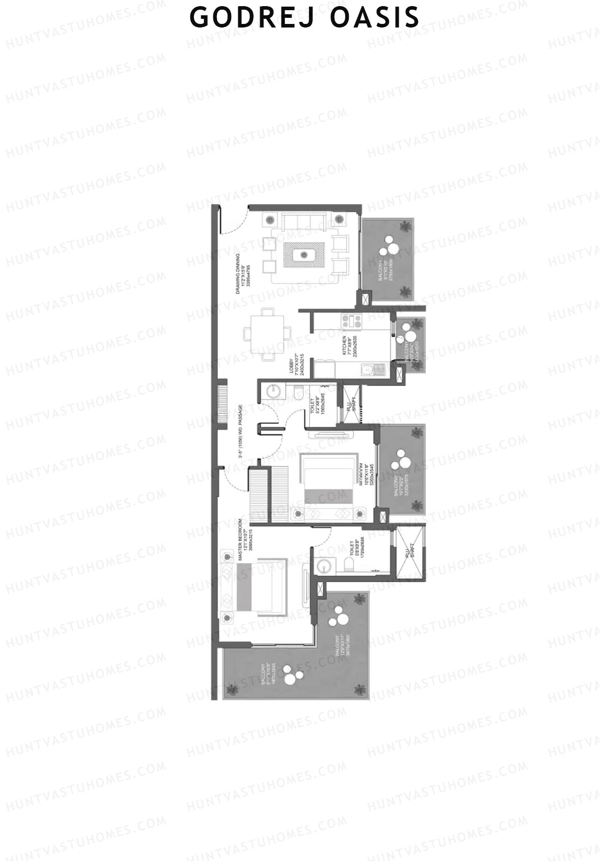 Godrej Oasis Tower A Unit 3 (Type 2) Floor Plan