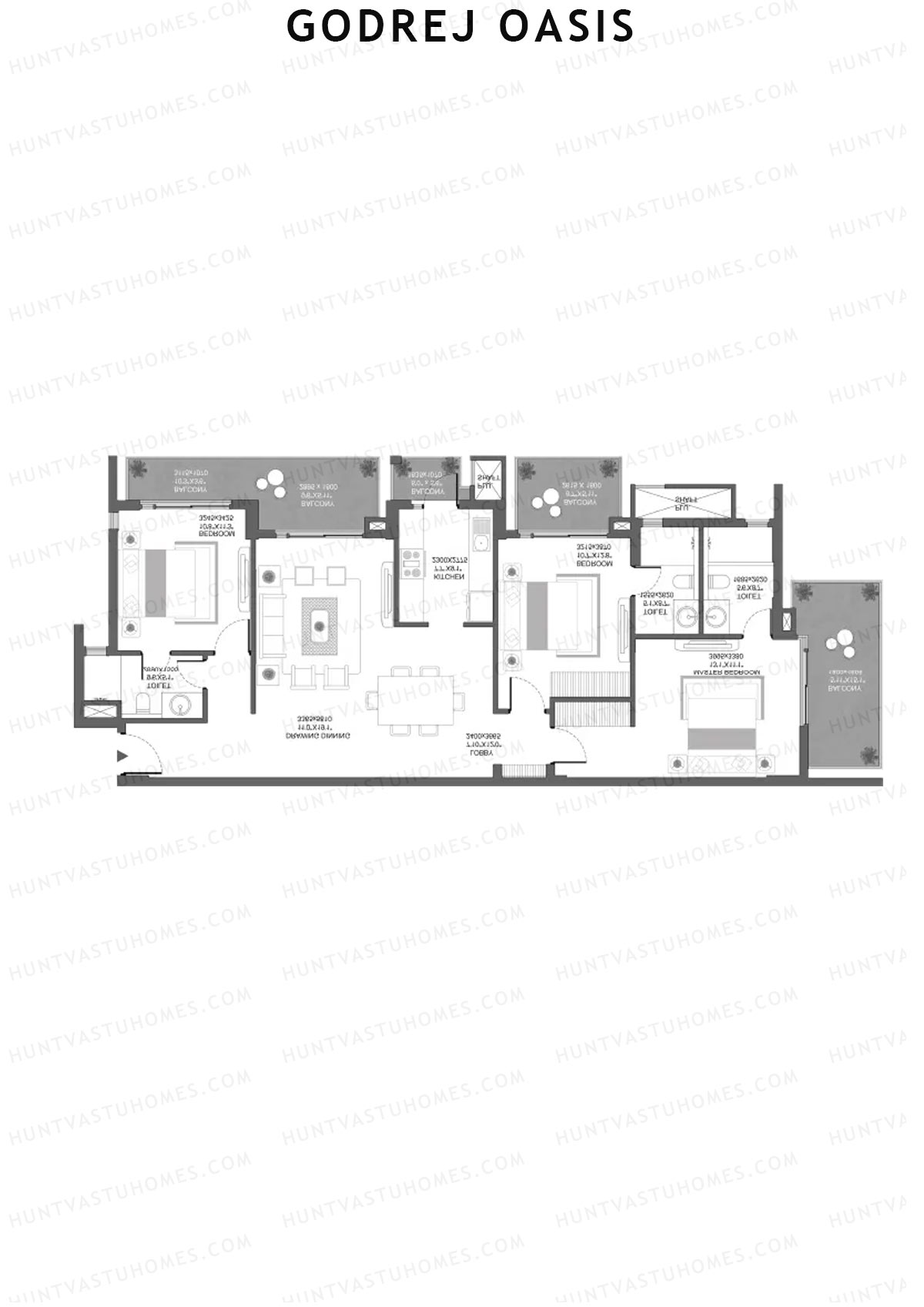 Godrej Oasis Tower B Unit 1 (Type 2) Floor Plan