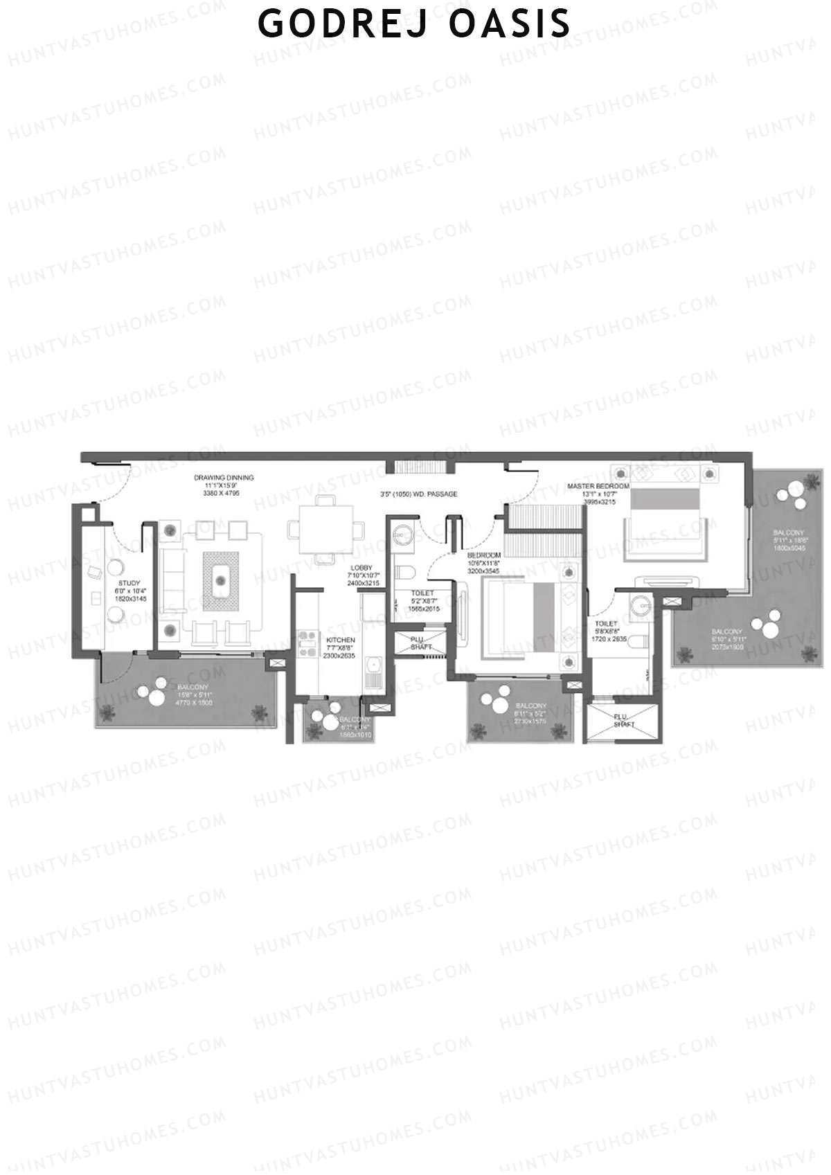 Godrej Oasis Tower B Unit 2 (Type 2) Floor Plan