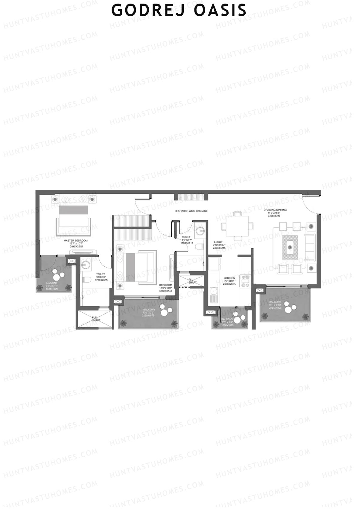 Godrej Oasis Tower B Unit 3 (Type 1) Floor Plan