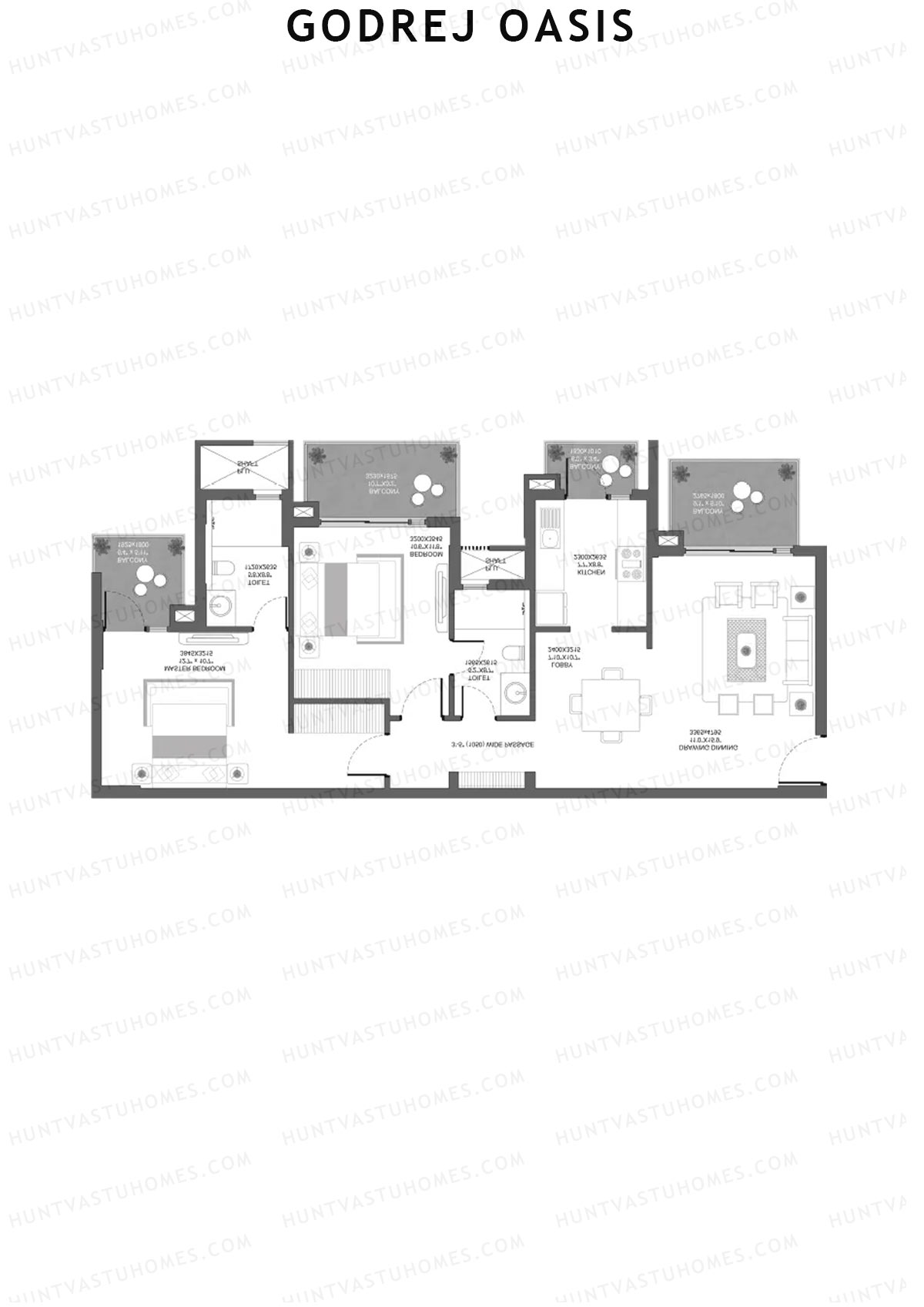 Godrej Oasis Tower B Unit 4 (Type 1) Floor Plan