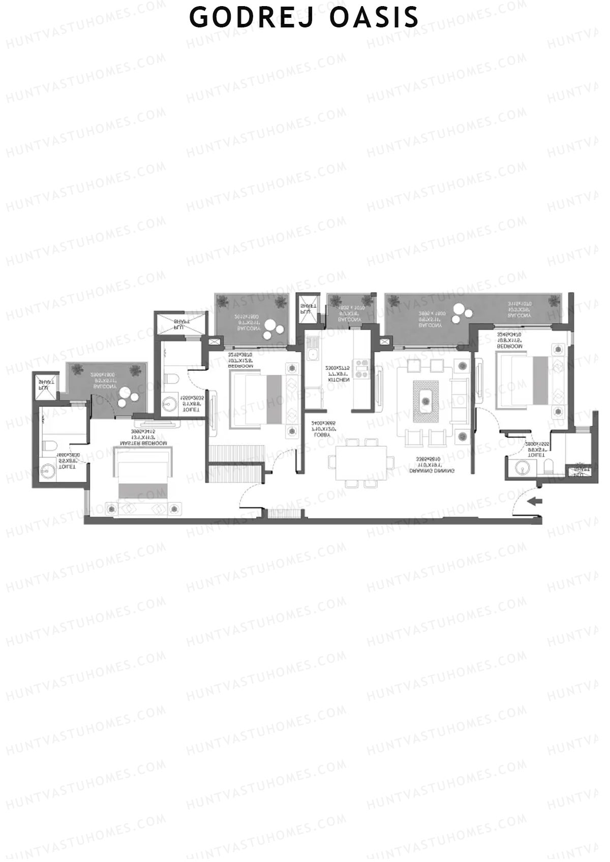 Godrej Oasis Tower C Unit 4 (Type 1) Floor Plan