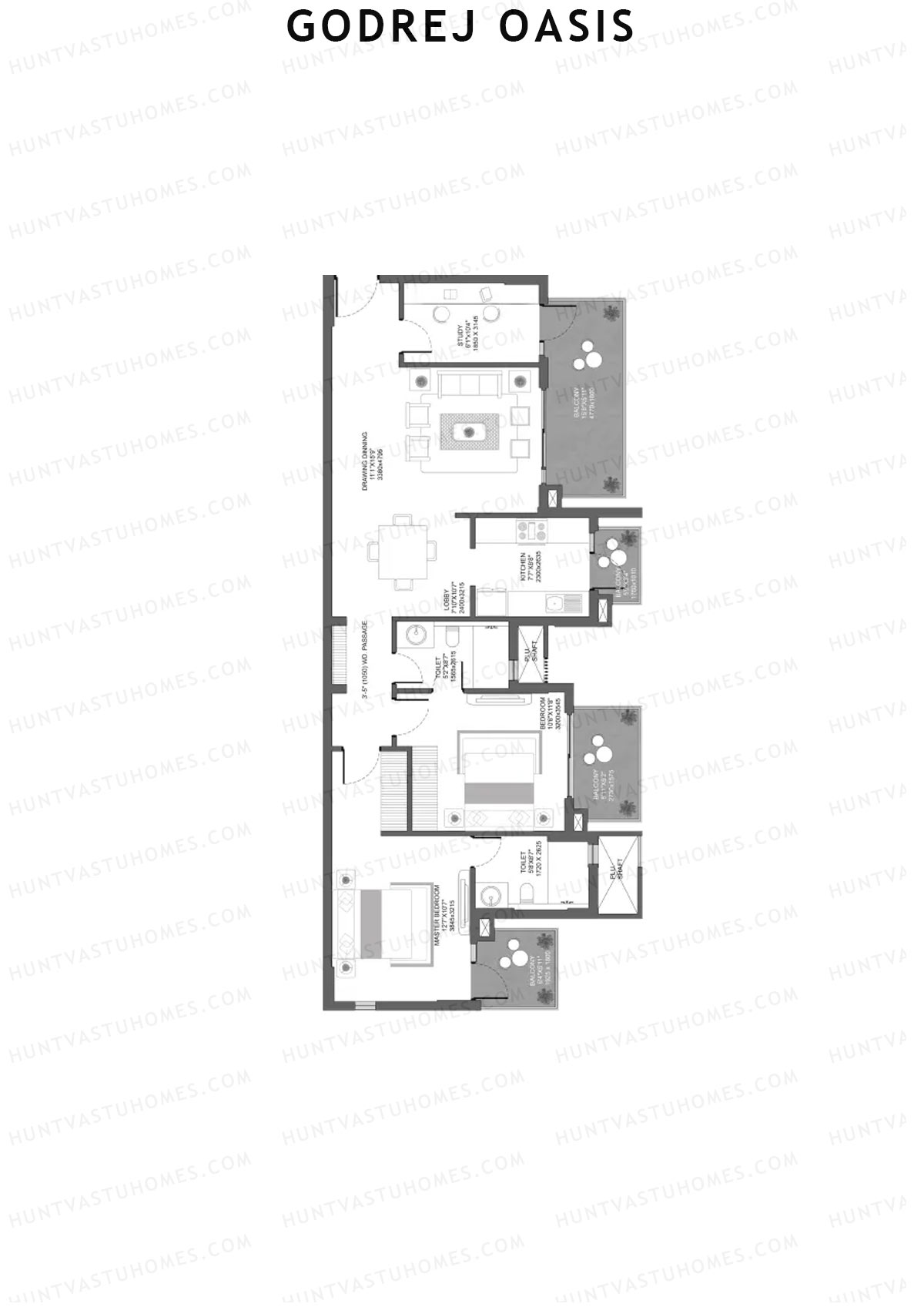Godrej Oasis Tower D Unit 1 (Type 1) Floor Plan