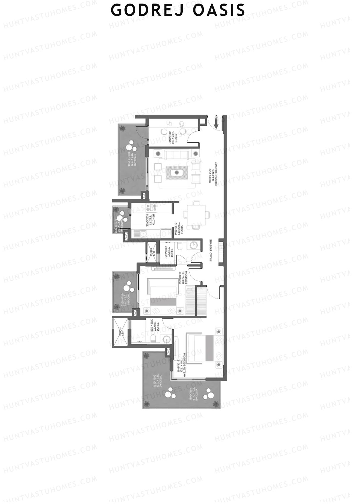 Godrej Oasis Tower D Unit 2 (Type 3) Floor Plan