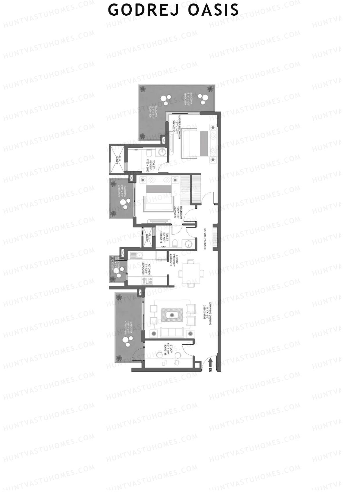 Godrej Oasis Tower D Unit 3 (Type 3) Floor Plan