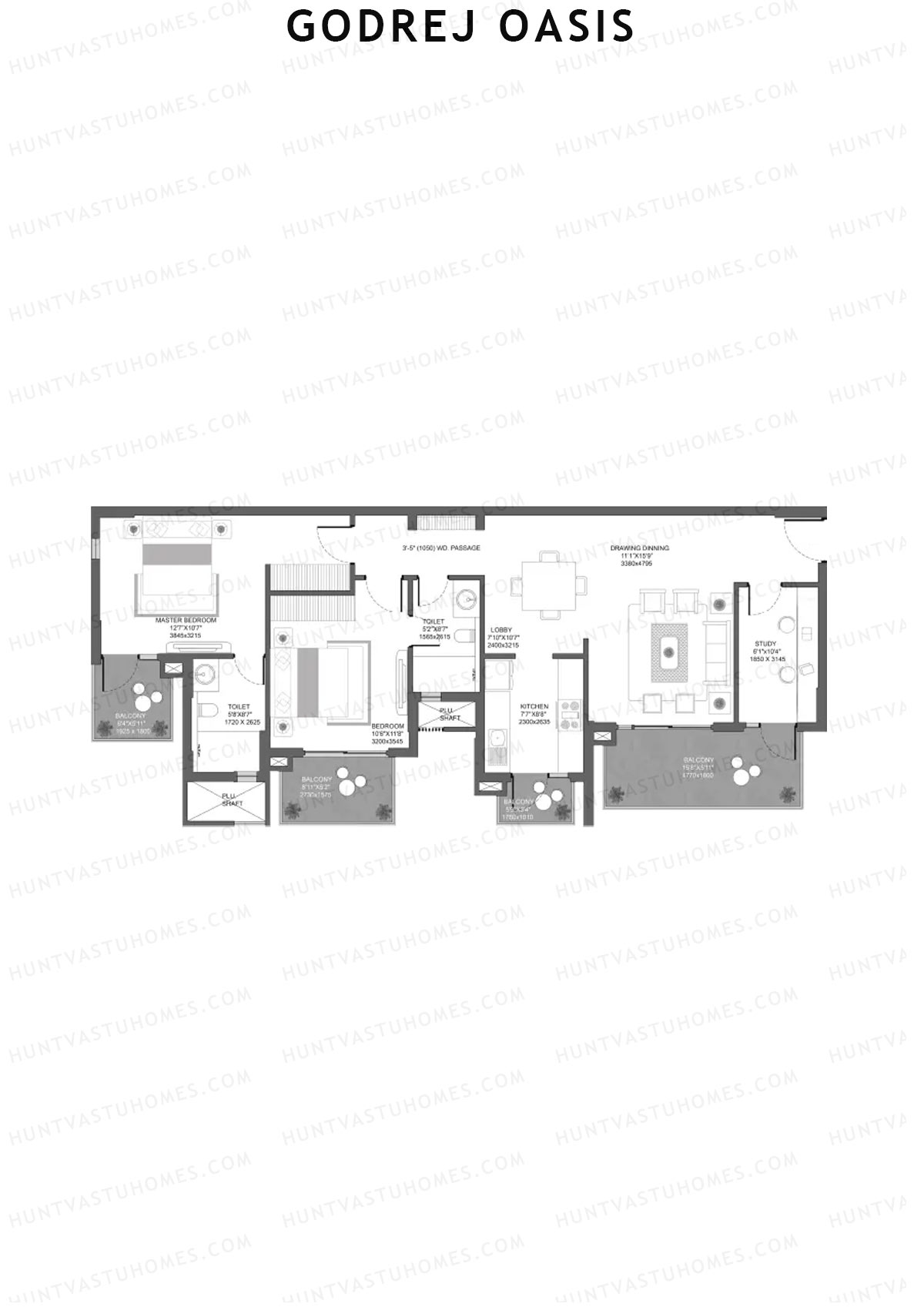 Godrej Oasis Tower E Unit 1 (Type 1) Floor Plan