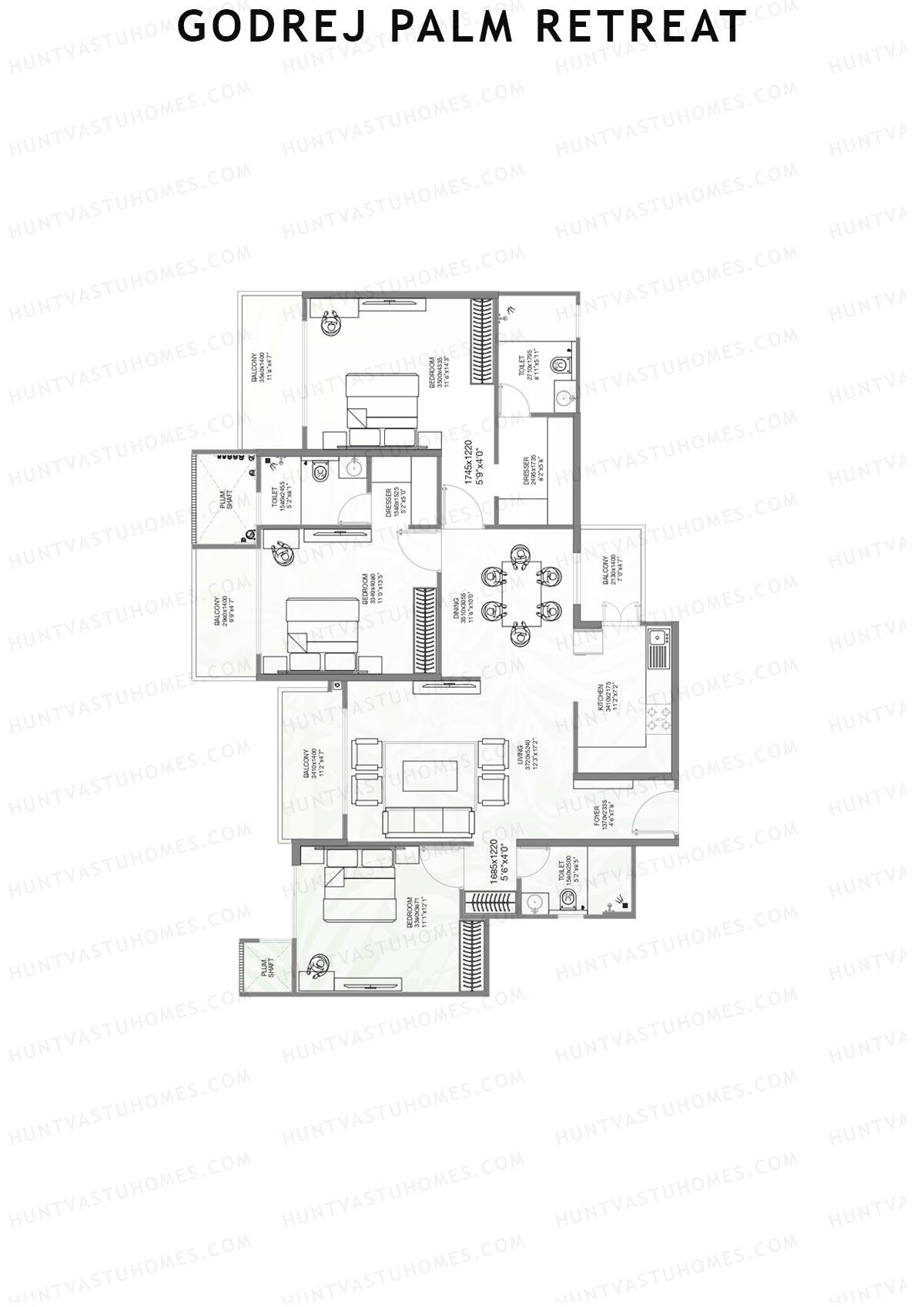Godrej Palm Retreat Tower A1 Unit 1 Floor Plan