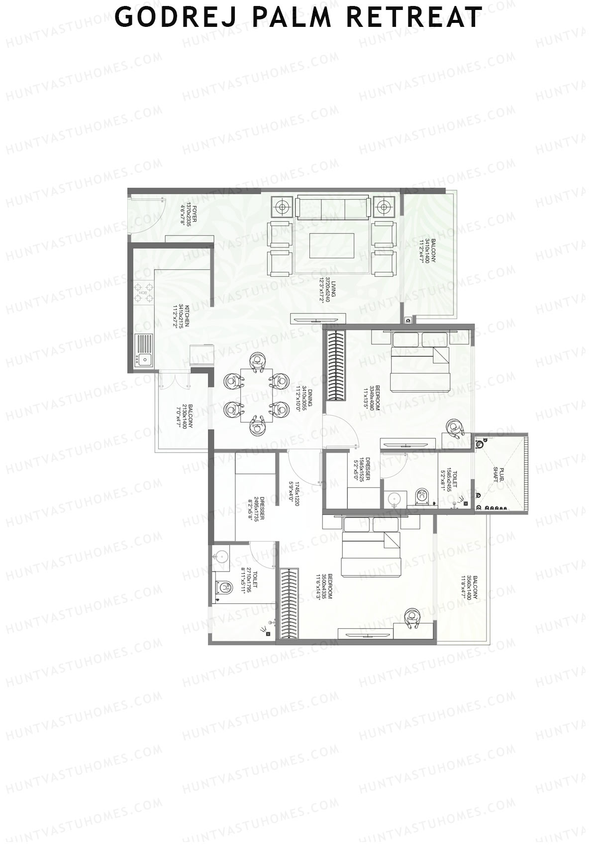 Godrej Palm Retreat Tower A1 Unit 3 Floor Plan