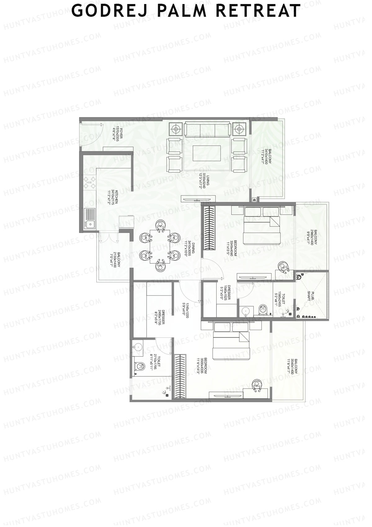 Godrej Palm Retreat Tower A1 Unit 3 Floor Plan