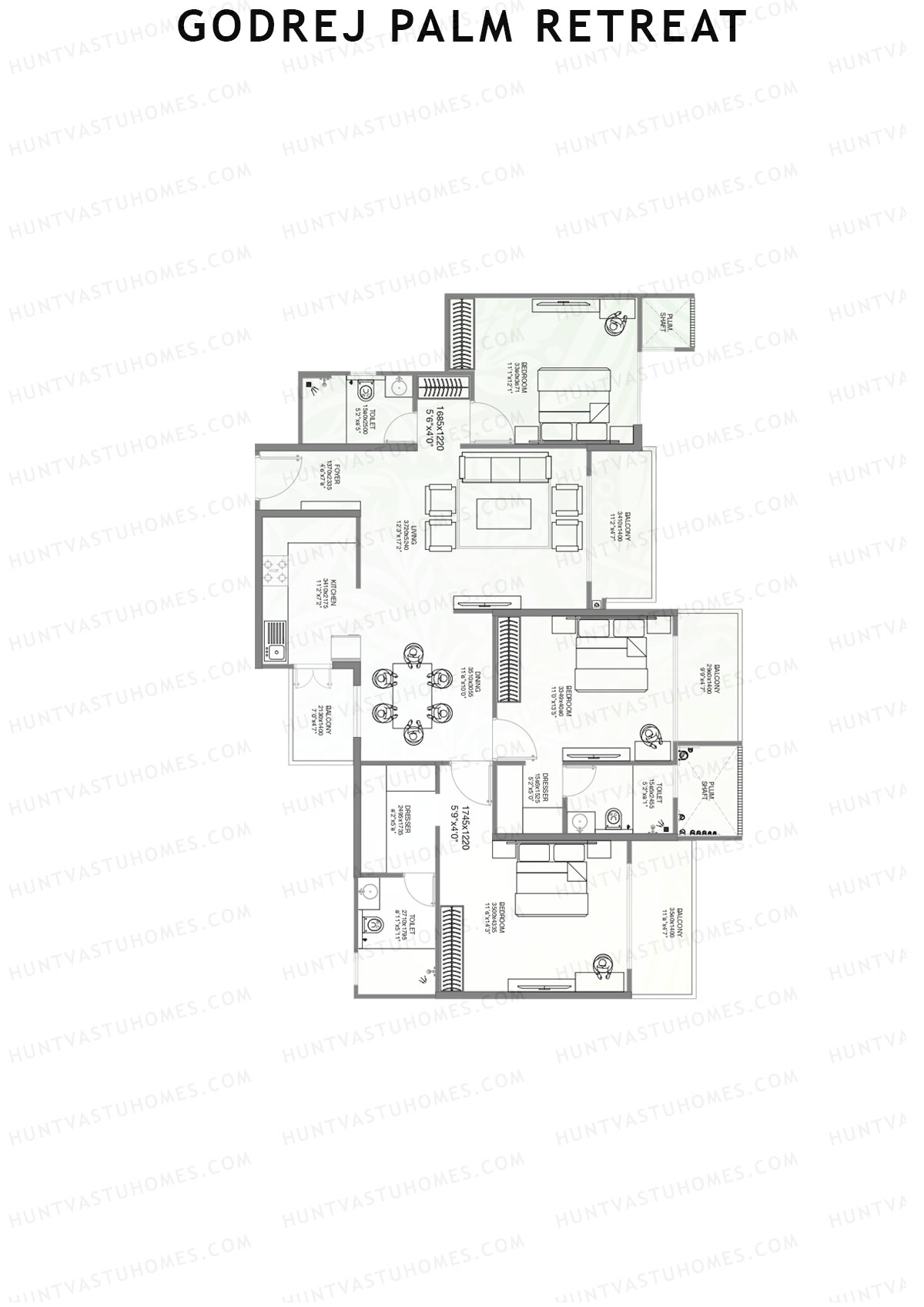 Godrej Palm Retreat Tower A1 Unit 3 Floor Plan