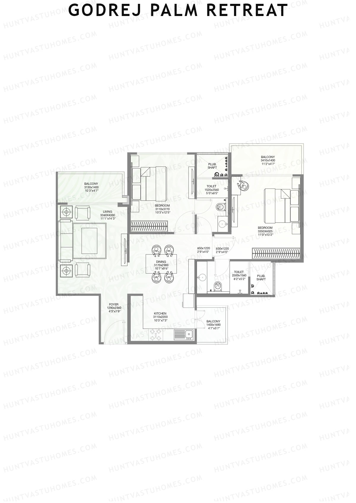 Godrej Palm Retreat Tower A3 Unit 2 Floor Plan