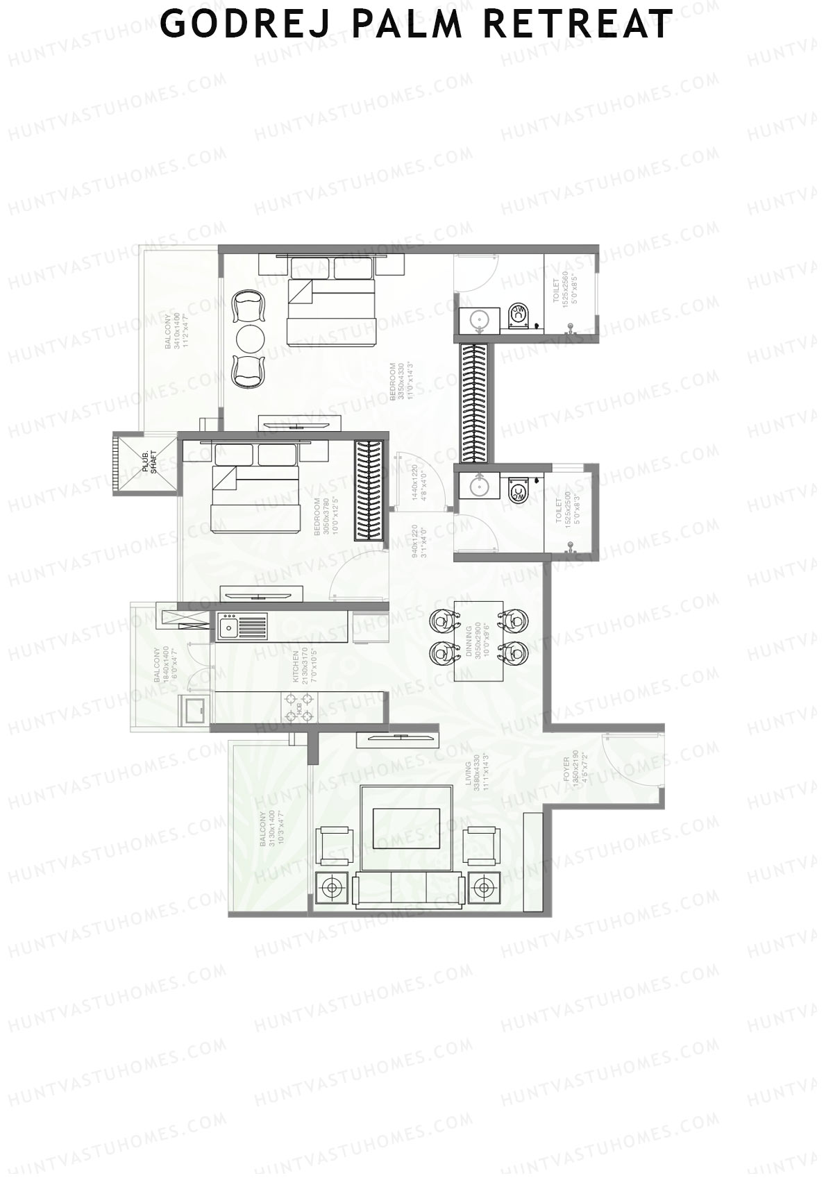 Godrej Palm Retreat Tower B2 Unit 3 Floor Plan