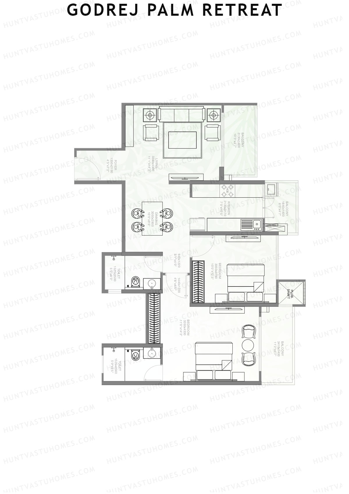 Godrej Palm Retreat Tower D2 Unit 3 Floor Plan