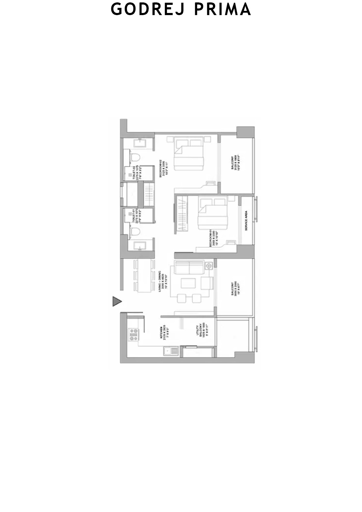 Godrej Prima Tower 1 Unit 2 (Type 2) Floor Plan