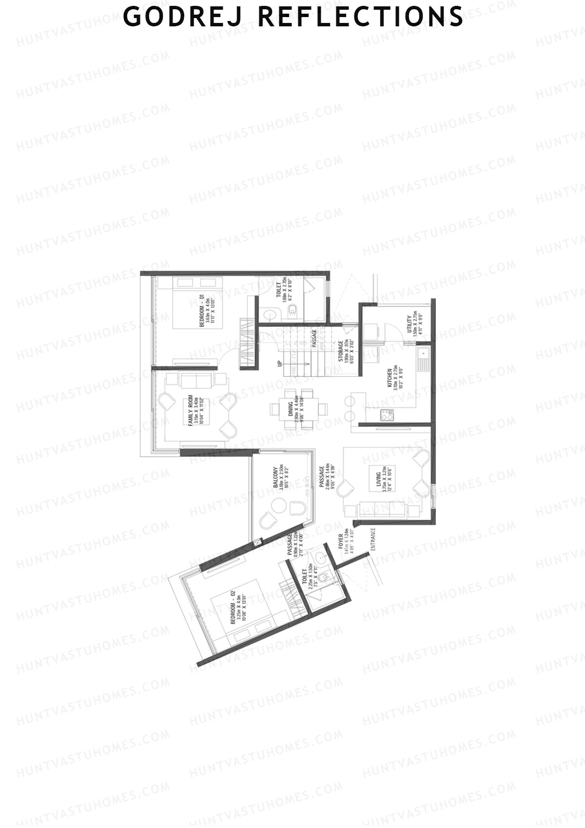 Godrej Reflections Wing A Unit 4 TYPE PH LW(Penthouse) Floor Plan