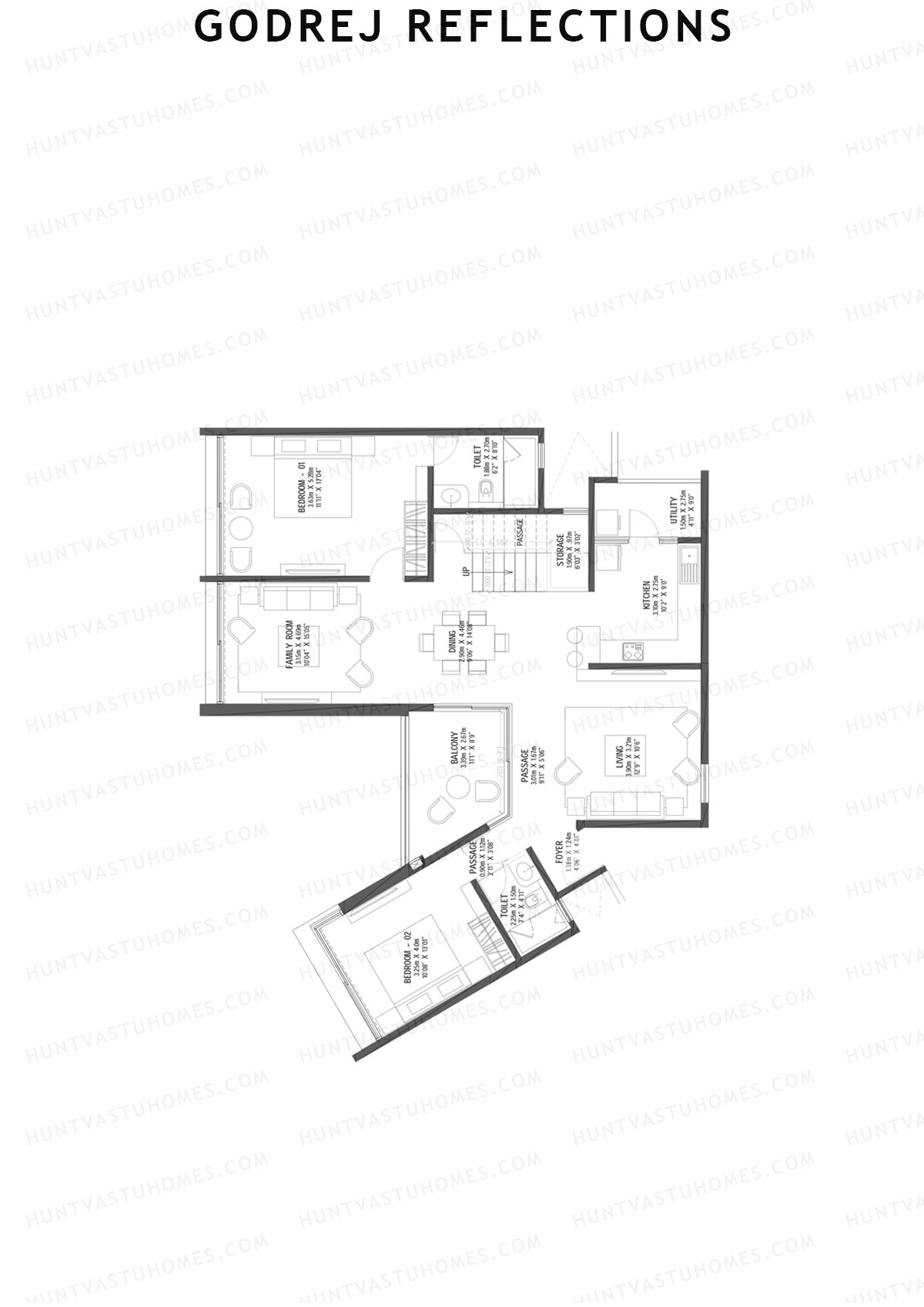 Godrej Reflections Wing A Unit 6 TYPE PH LW(Penthouse) Floor Plan