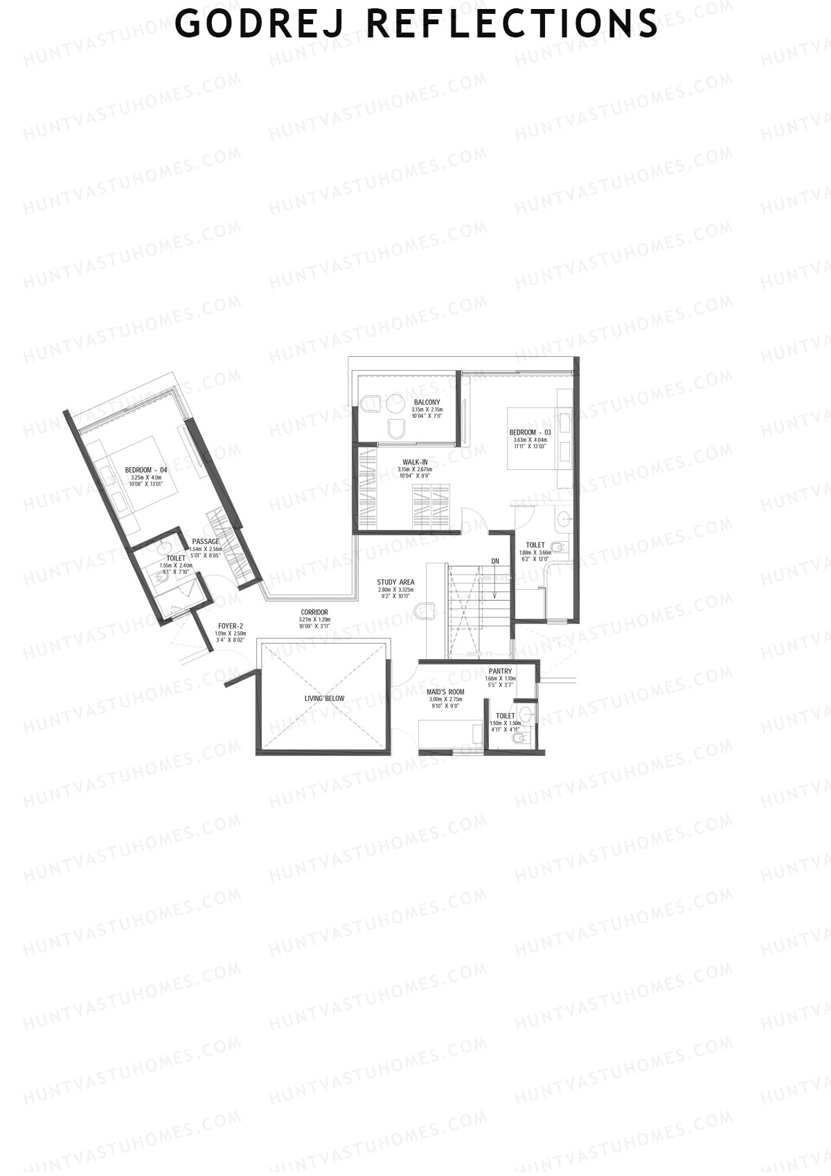 Godrej Reflections Wing B Unit 2 TYPE PH LW(Penthouse) Floor Plan