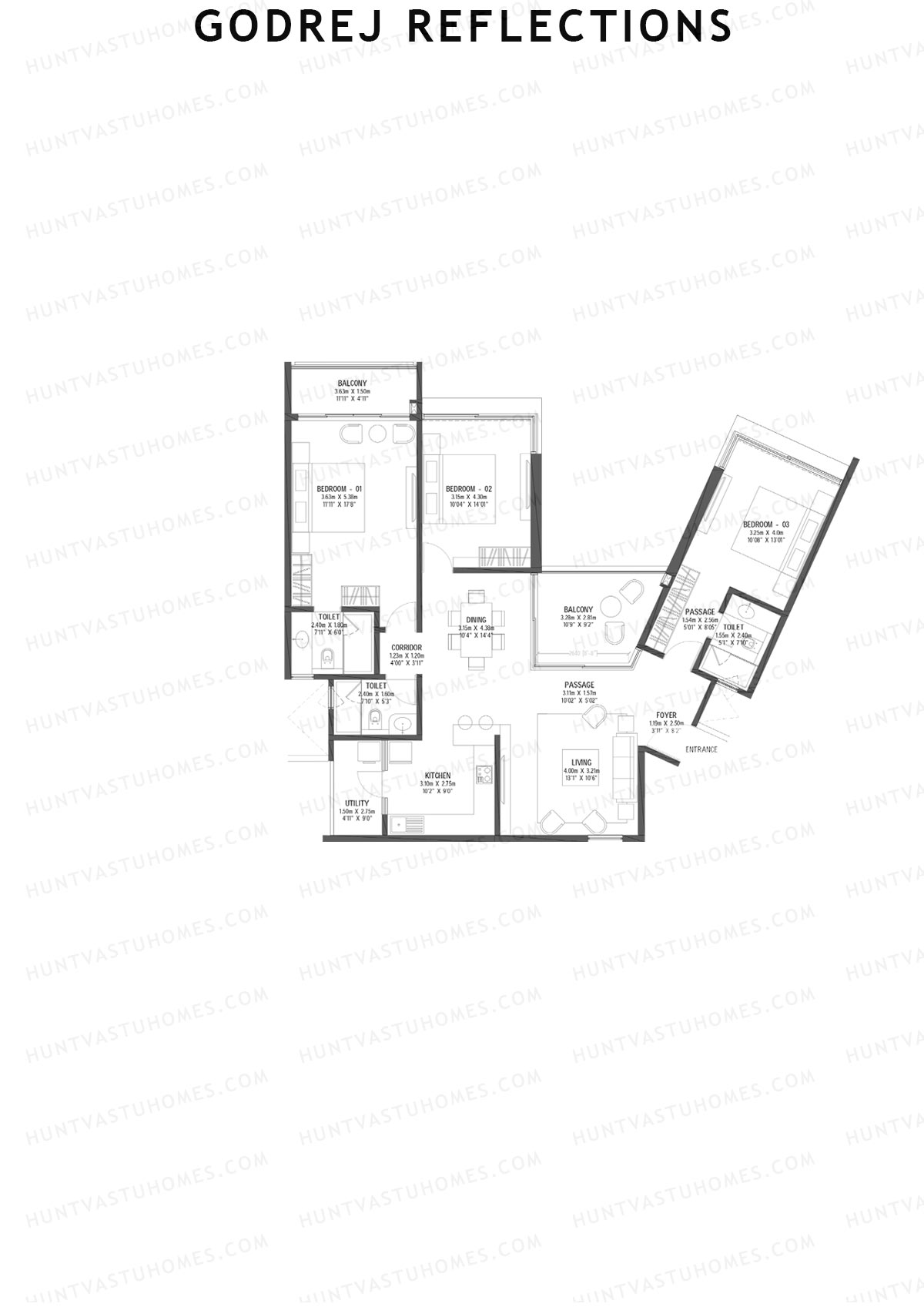 Godrej Reflections Wing B Unit 3 Floor Plan