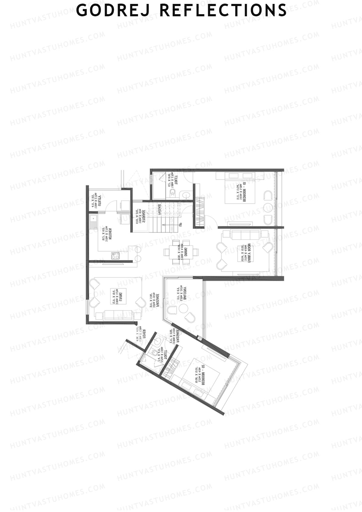 Godrej Reflections Wing C Unit 1 TYPE PH LW(Penthouse) Floor Plan