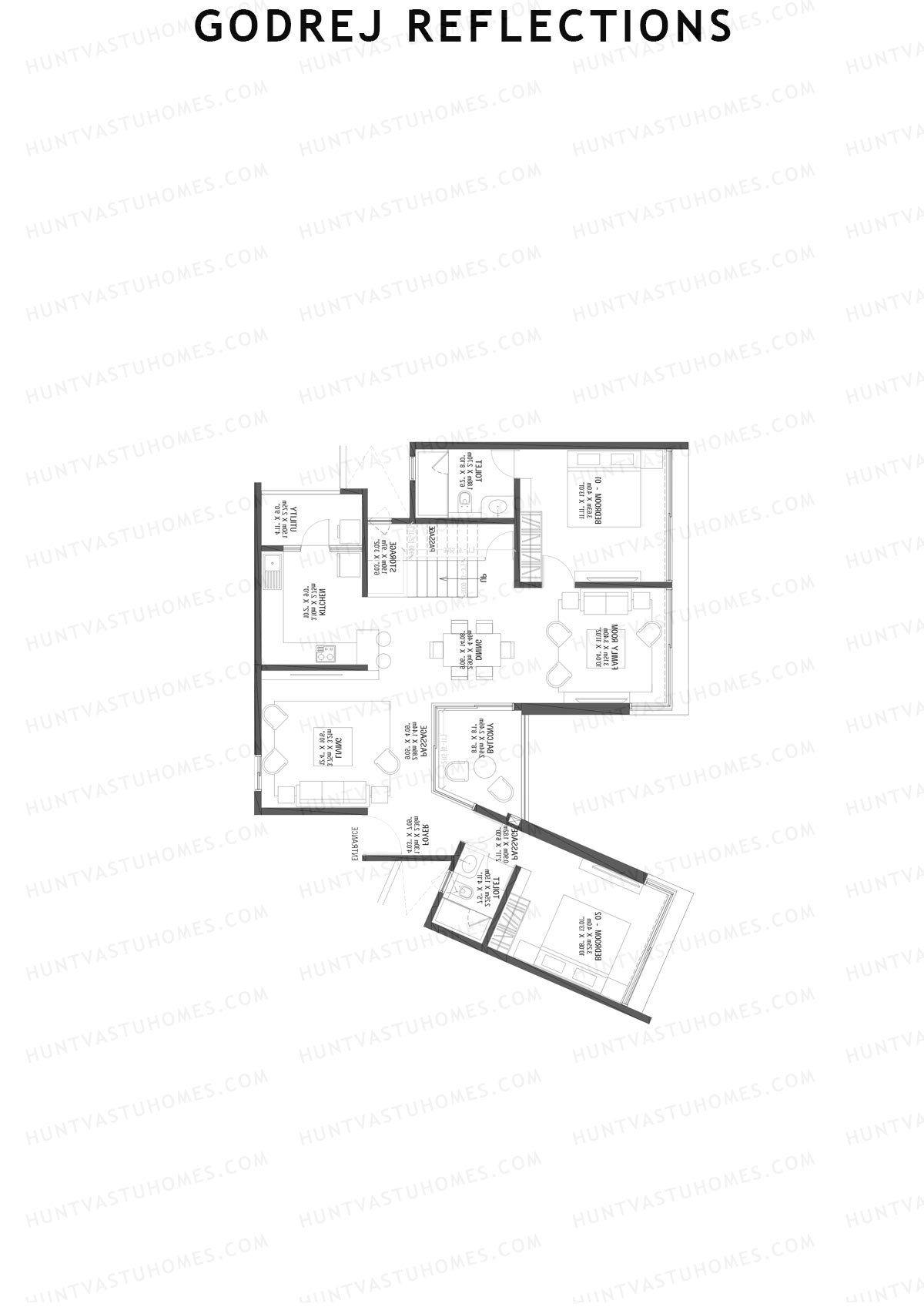 Godrej Reflections Wing C Unit 3 TYPE PH LW(Penthouse) Floor Plan