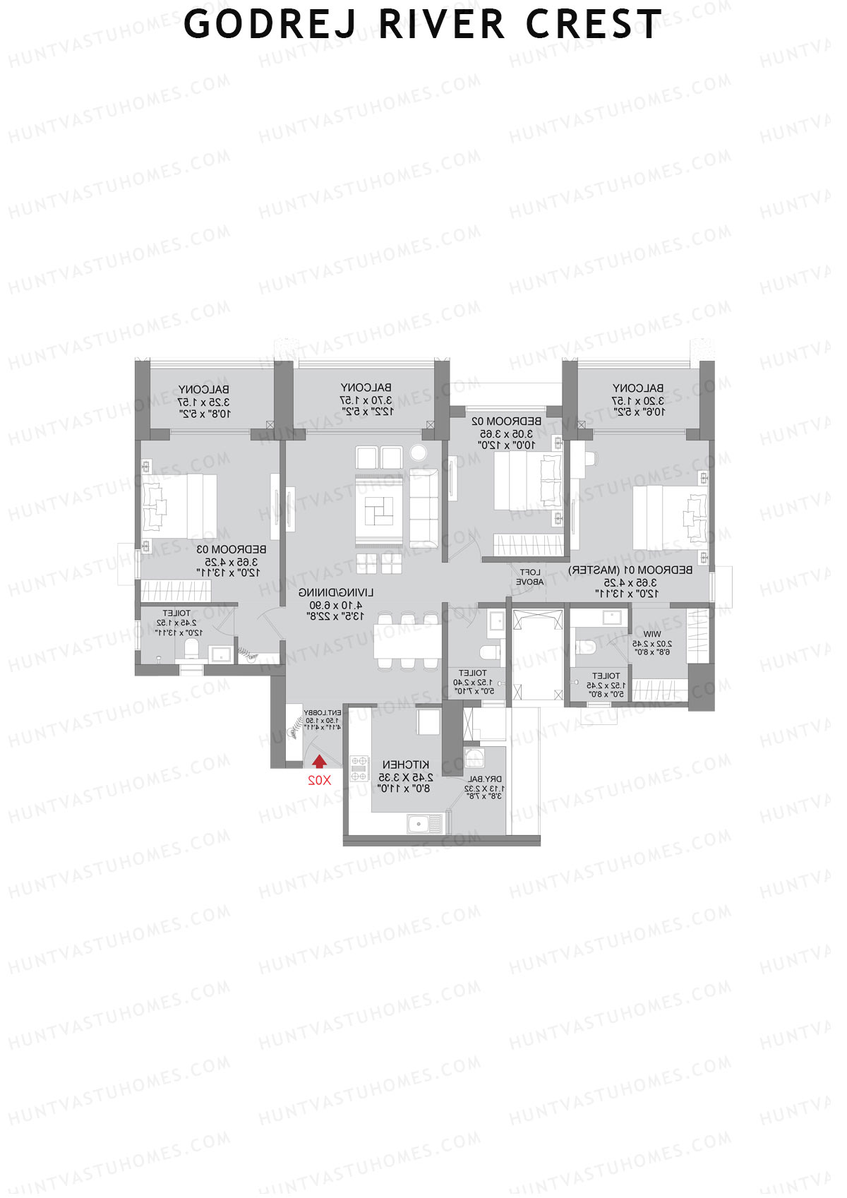 Godrej River Crest Tower 2 Unit 2 (Type A) Floor Plan