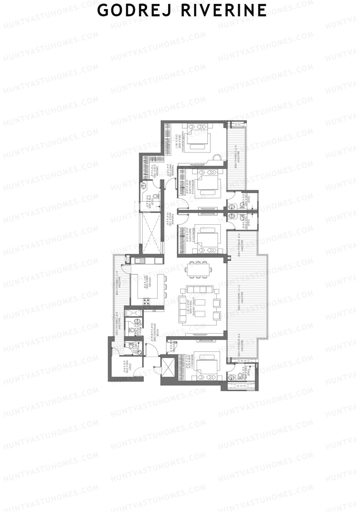 Godrej Riverine Tower 1 Unit 1 (Type 2) Floor Plan