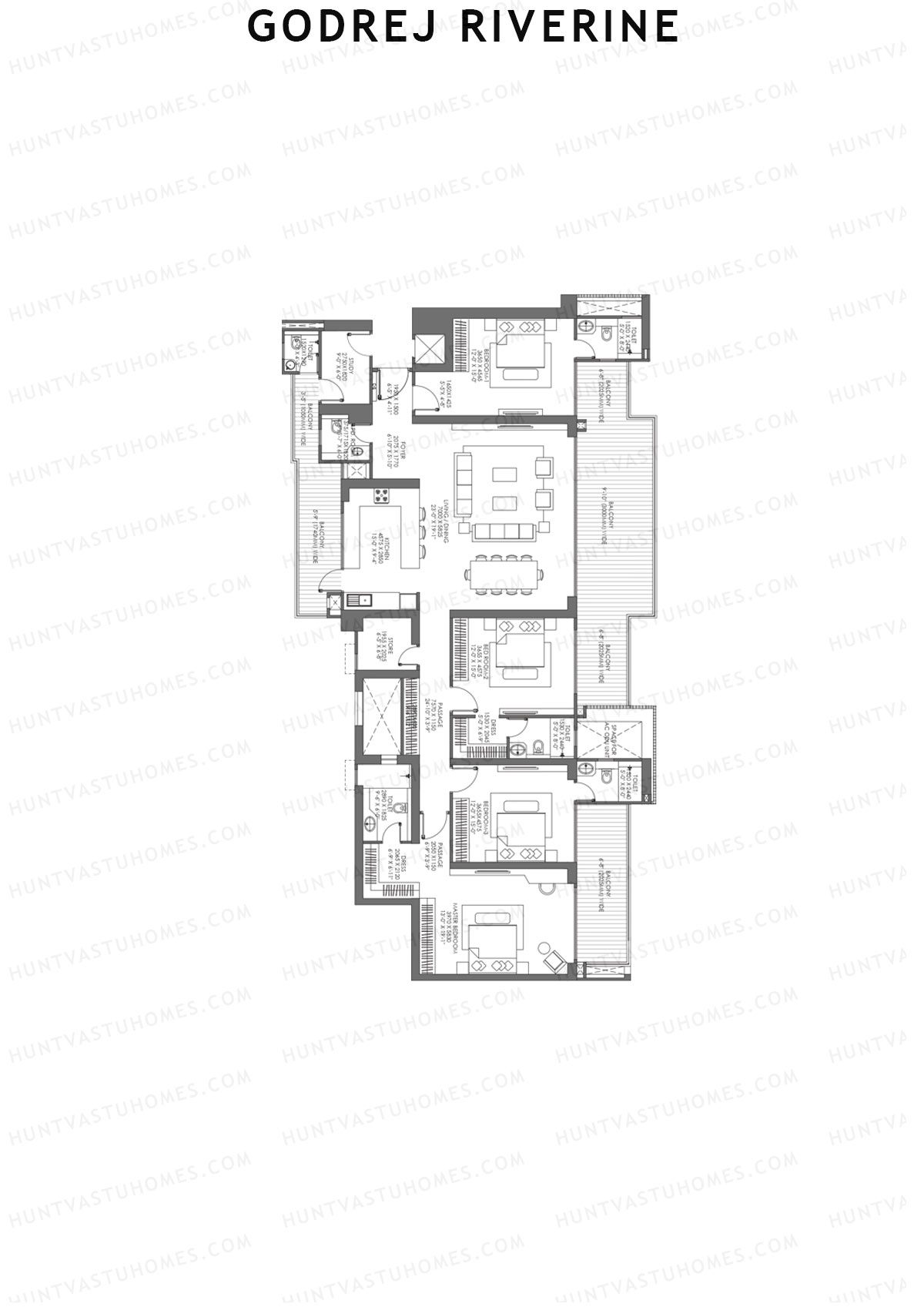 Godrej Riverine Tower 3 Unit 2 (Type 3) Floor Plan