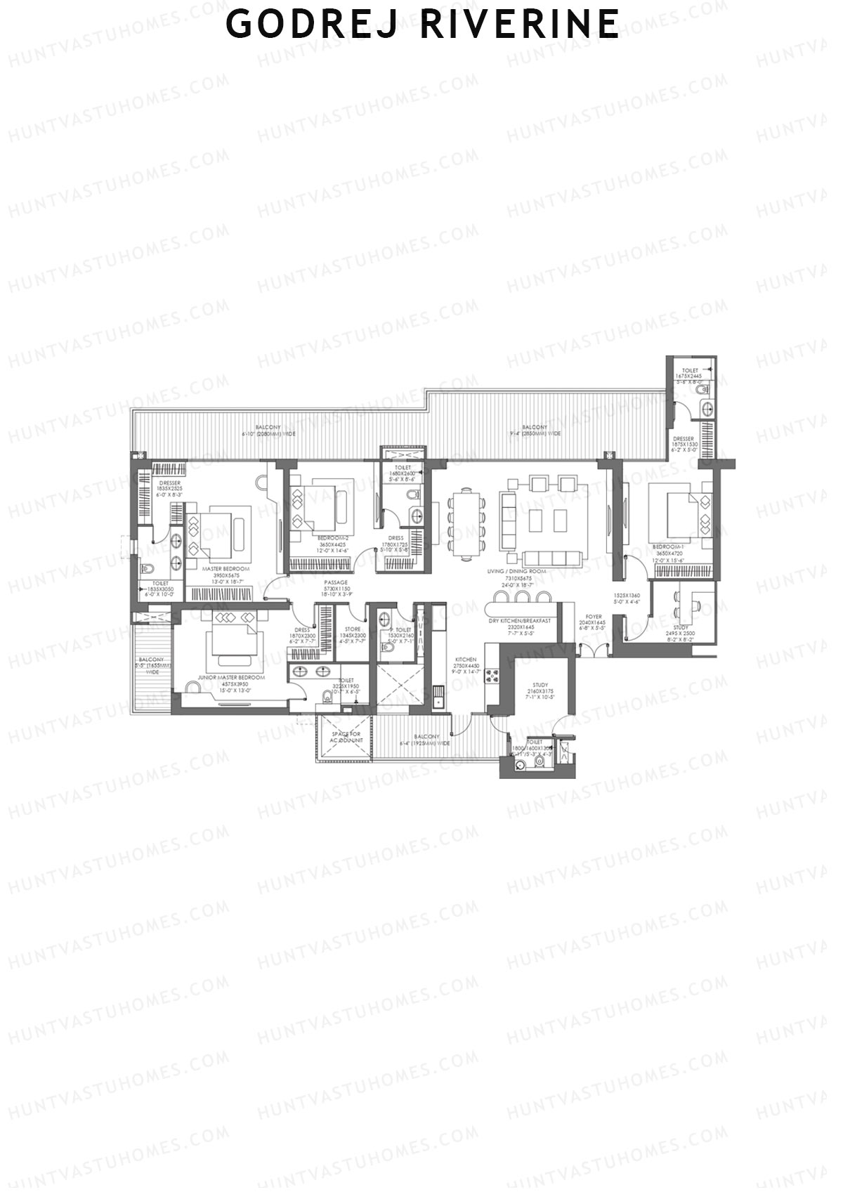 Godrej Riverine Tower 4 Unit 1 (Type 5) Floor Plan