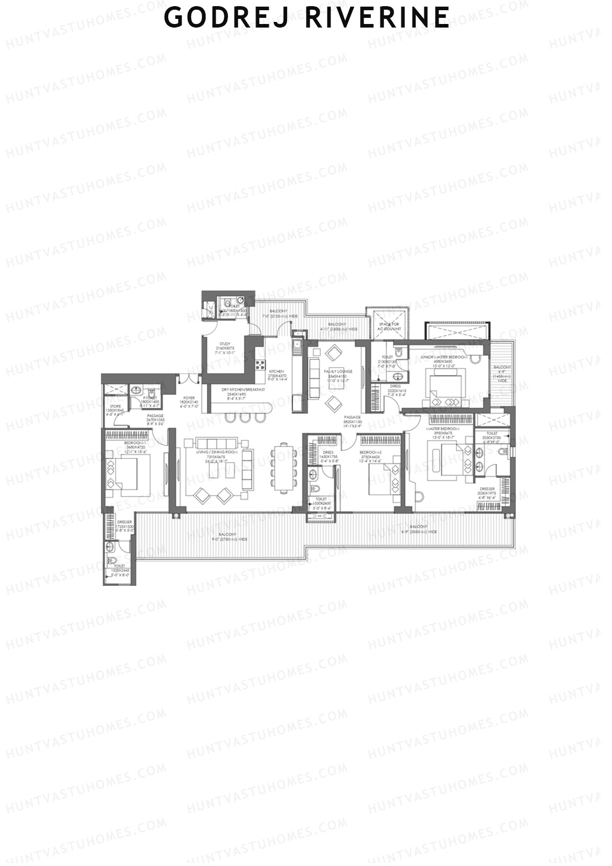 Godrej Riverine Tower 4 Unit 3 (Type 6) Floor Plan
