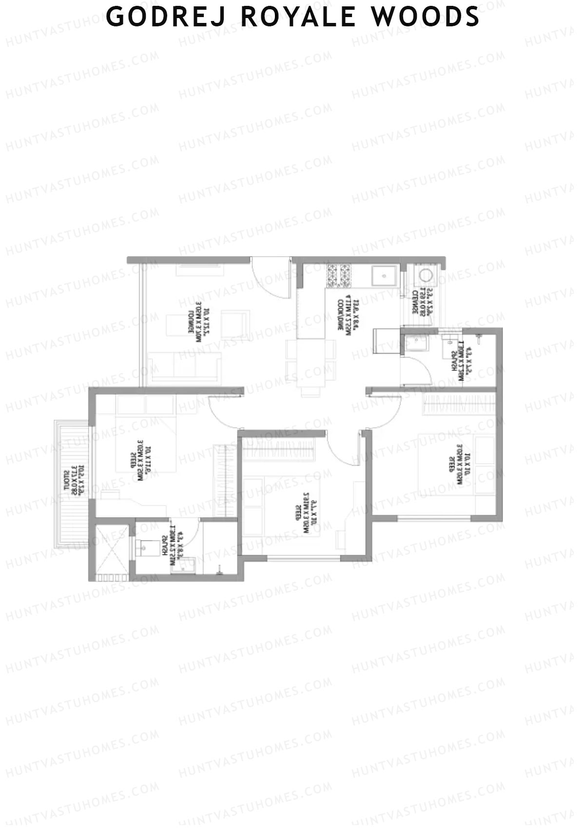 Godrej Royale Woods Tower 2A Unit 2 (Type 1) Floor Plan