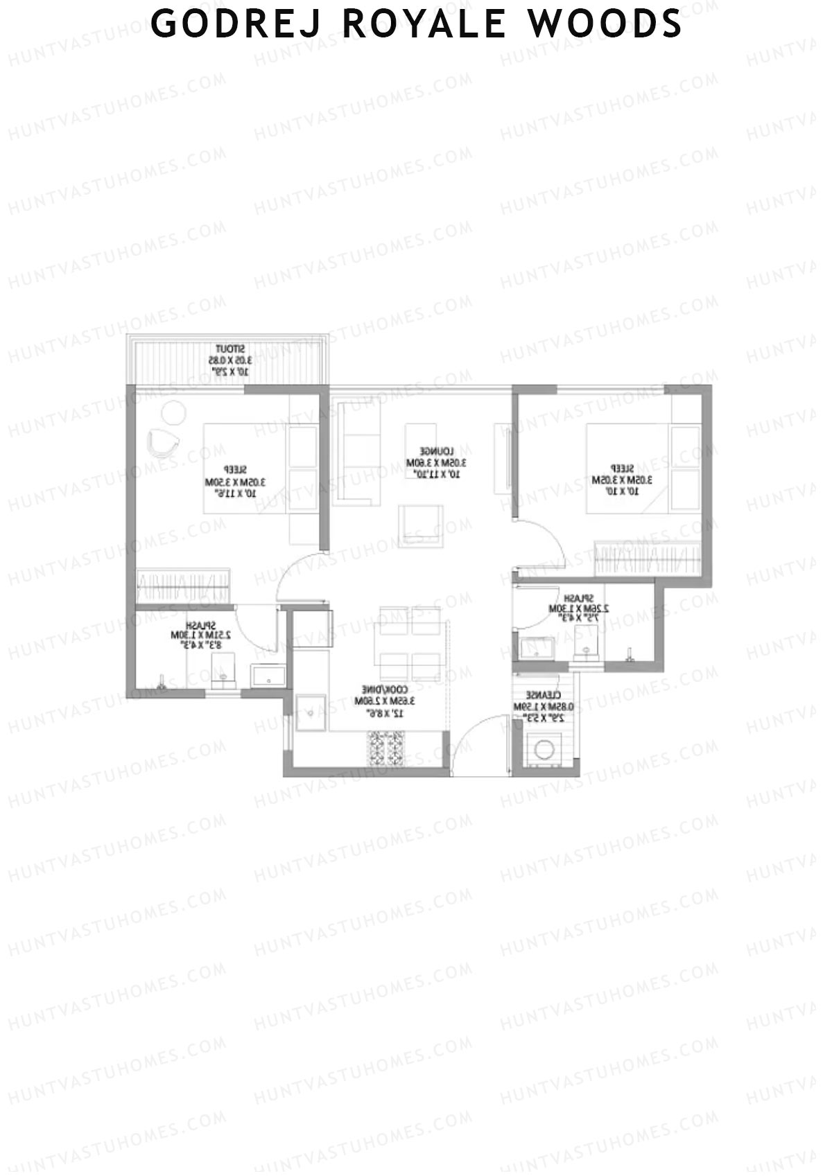 Godrej Royale Woods Tower 2A Unit 4 (Type 1) Floor Plan