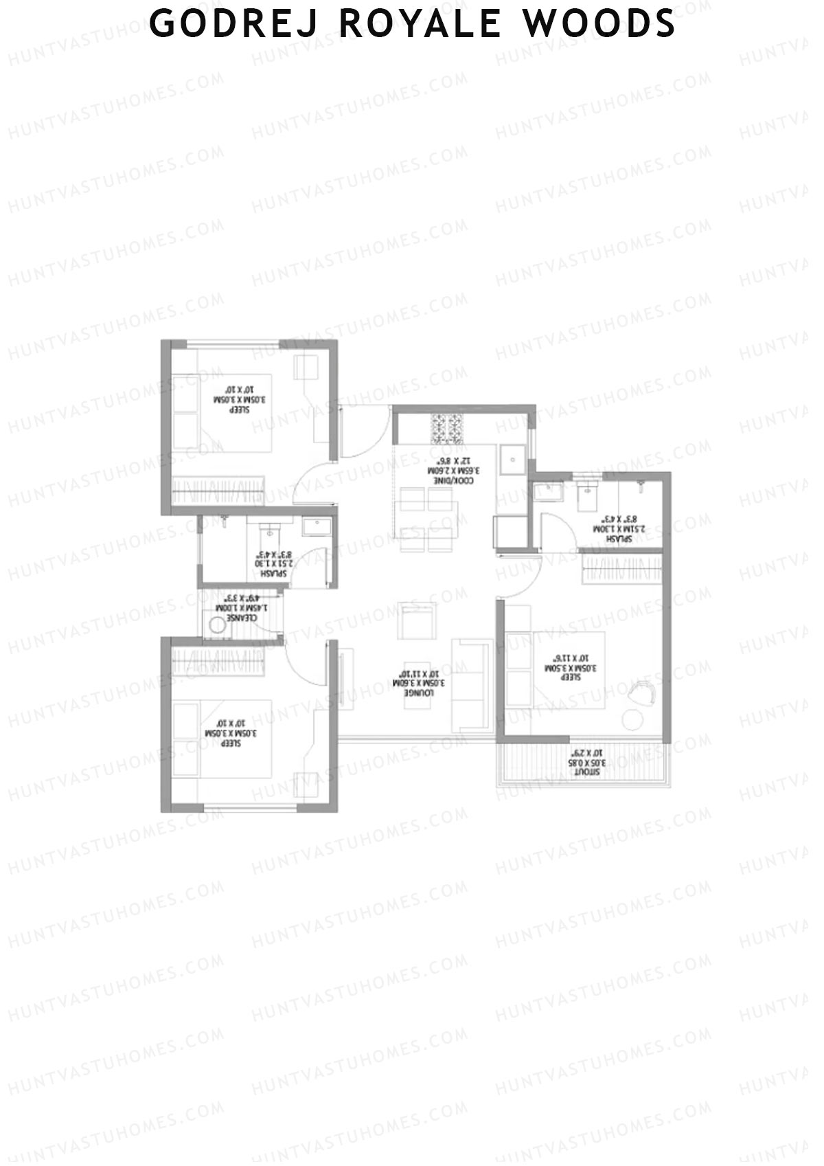 Godrej Royale Woods Tower 3B Unit 5 (Type 2) Floor Plan