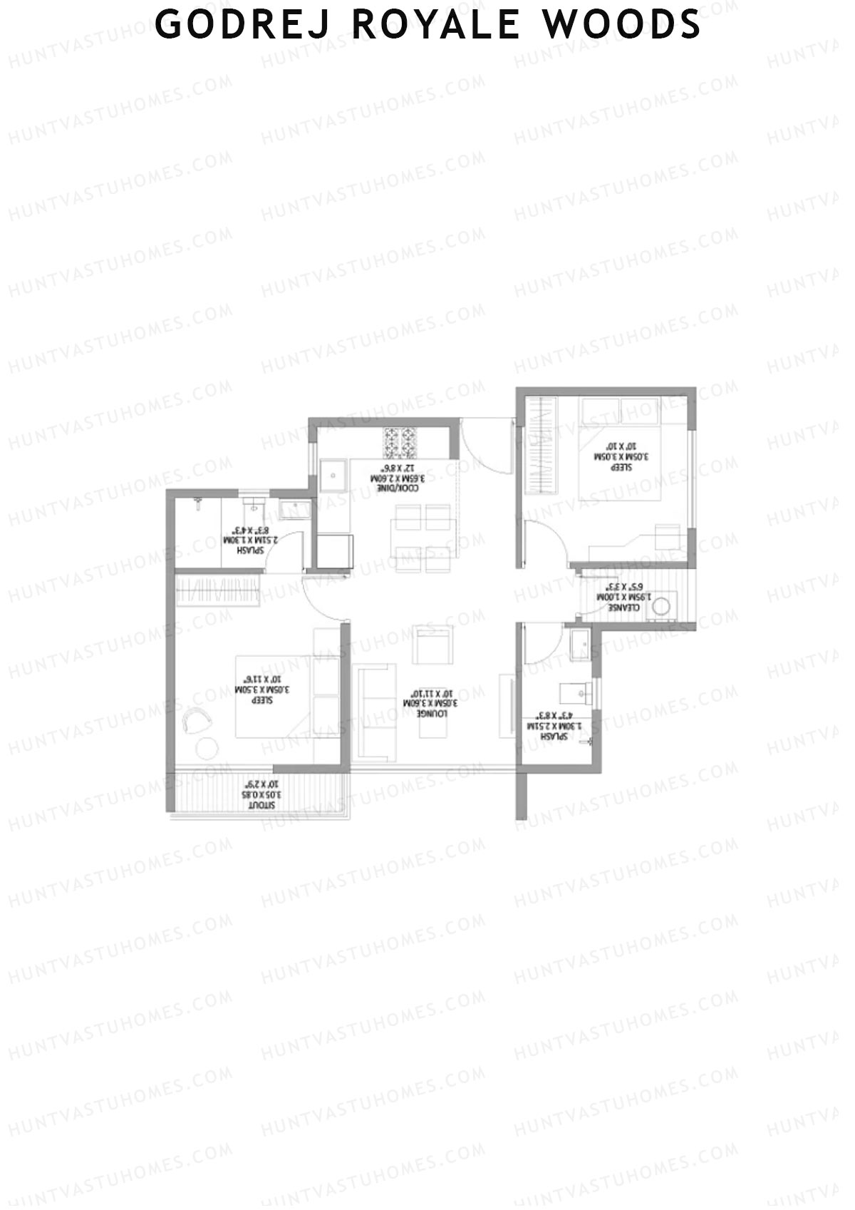 Godrej Royale Woods Tower 3C Unit 4 (Type 2) Floor Plan