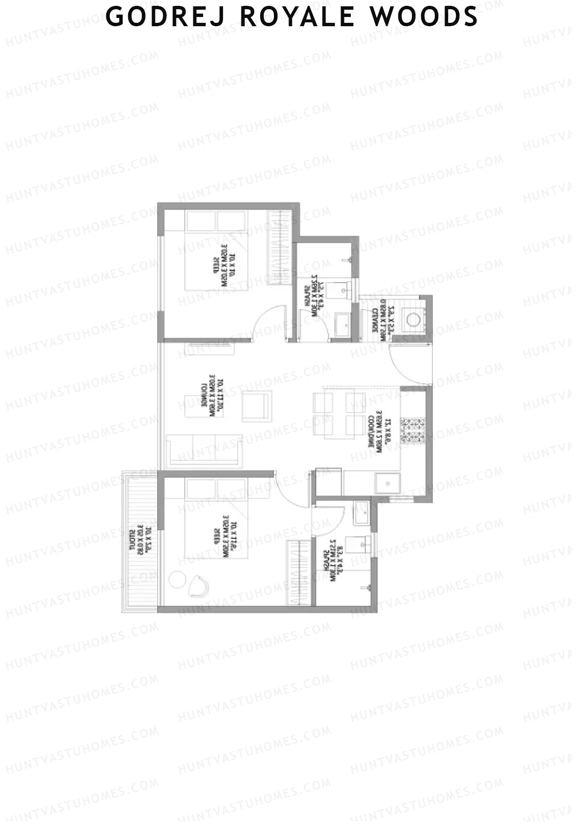 Godrej Royale Woods Tower 4A Unit 4 (Type 1) Floor Plan