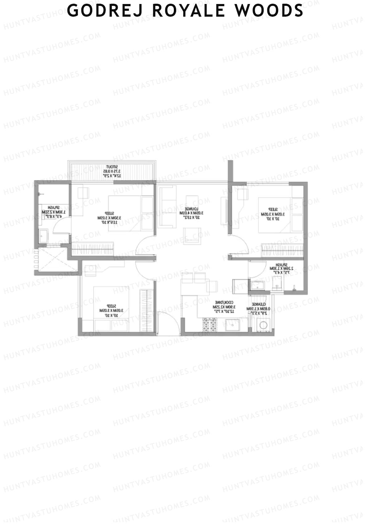 Godrej Royale Woods Tower 4B Unit 3 (Type 3) Floor Plan
