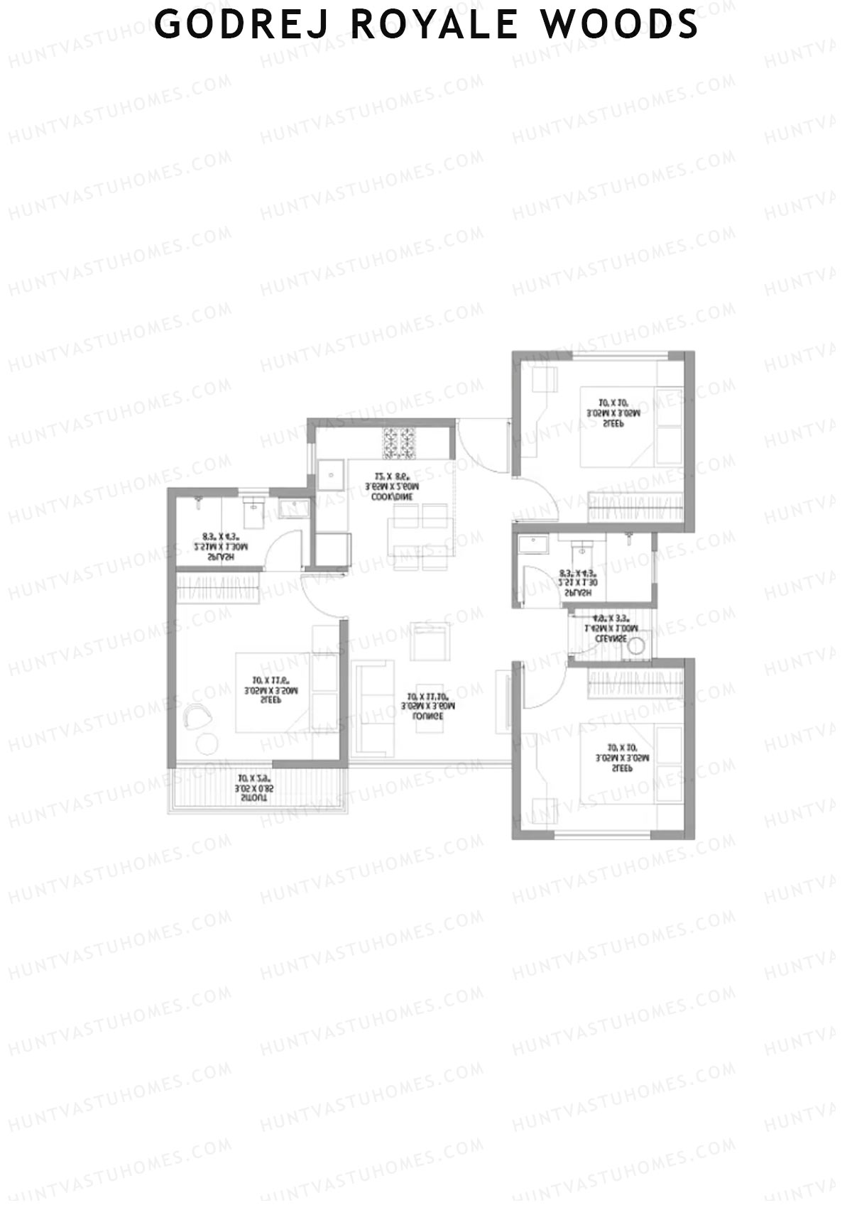 Godrej Royale Woods Tower 4C Unit 5 (Type 2) Floor Plan