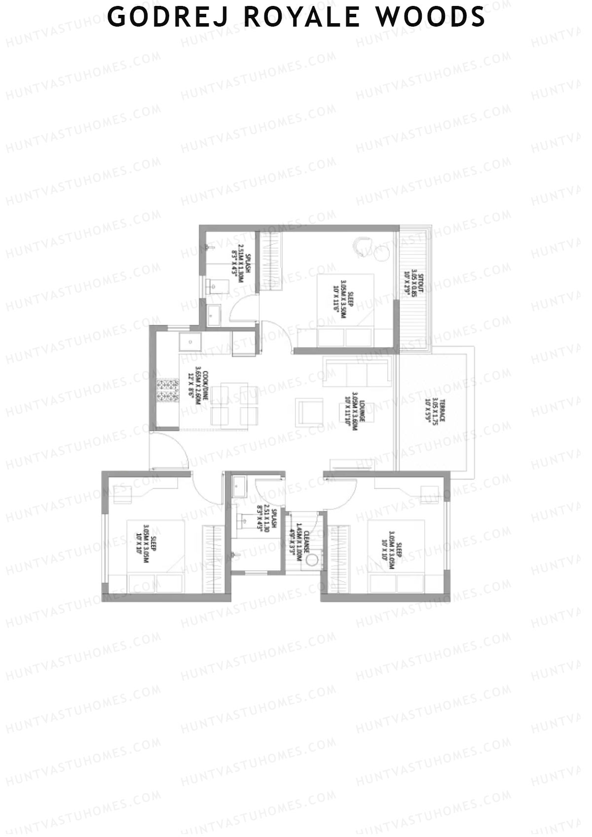 Godrej Royale Woods Tower 5B Unit 5 (Type 2) Floor Plan