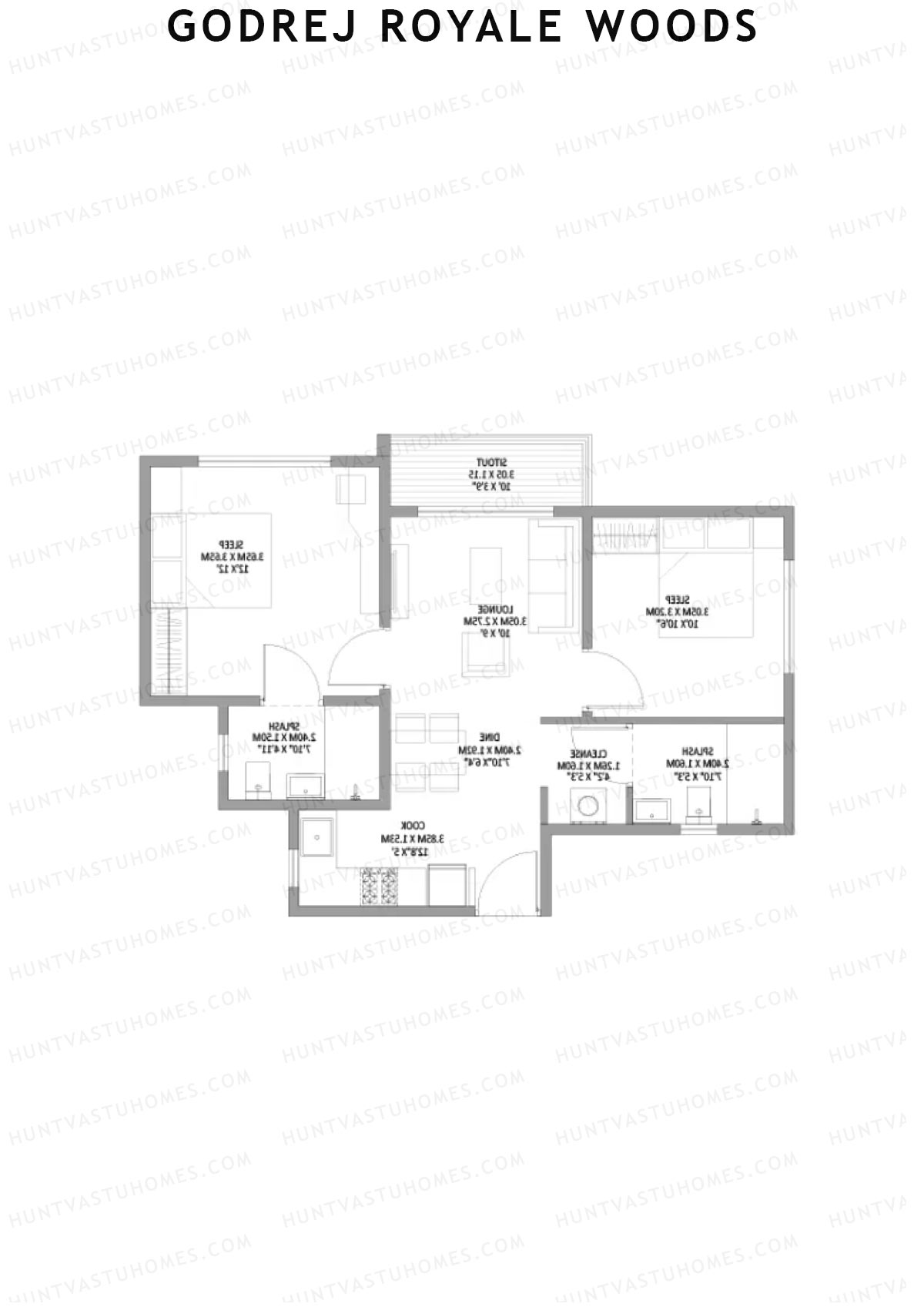 Godrej Royale Woods Tower 6A Unit 4 (Type 1) Floor Plan
